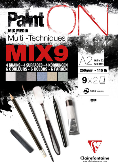 PaintON Mix 9 block glued 18F A2 250g matching 9x2F (in bundle 2)