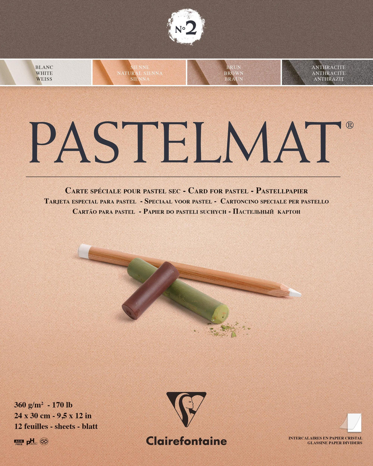Pastelmat verklebt Block 12F 24x30cm 360g