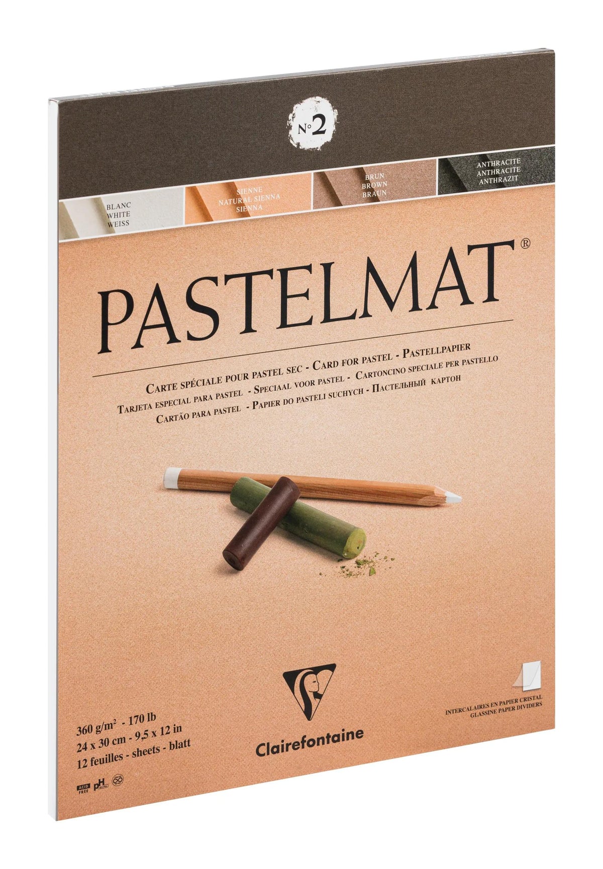 Pastelmat verklebt Block 12F 24x30cm 360g