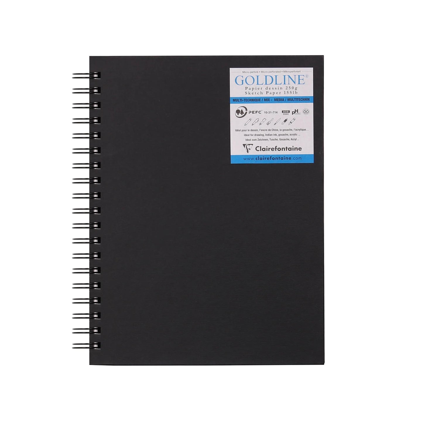 Goldline spiral notebook 40F 17,8x25x4cm 250g - Black (Pack x5)