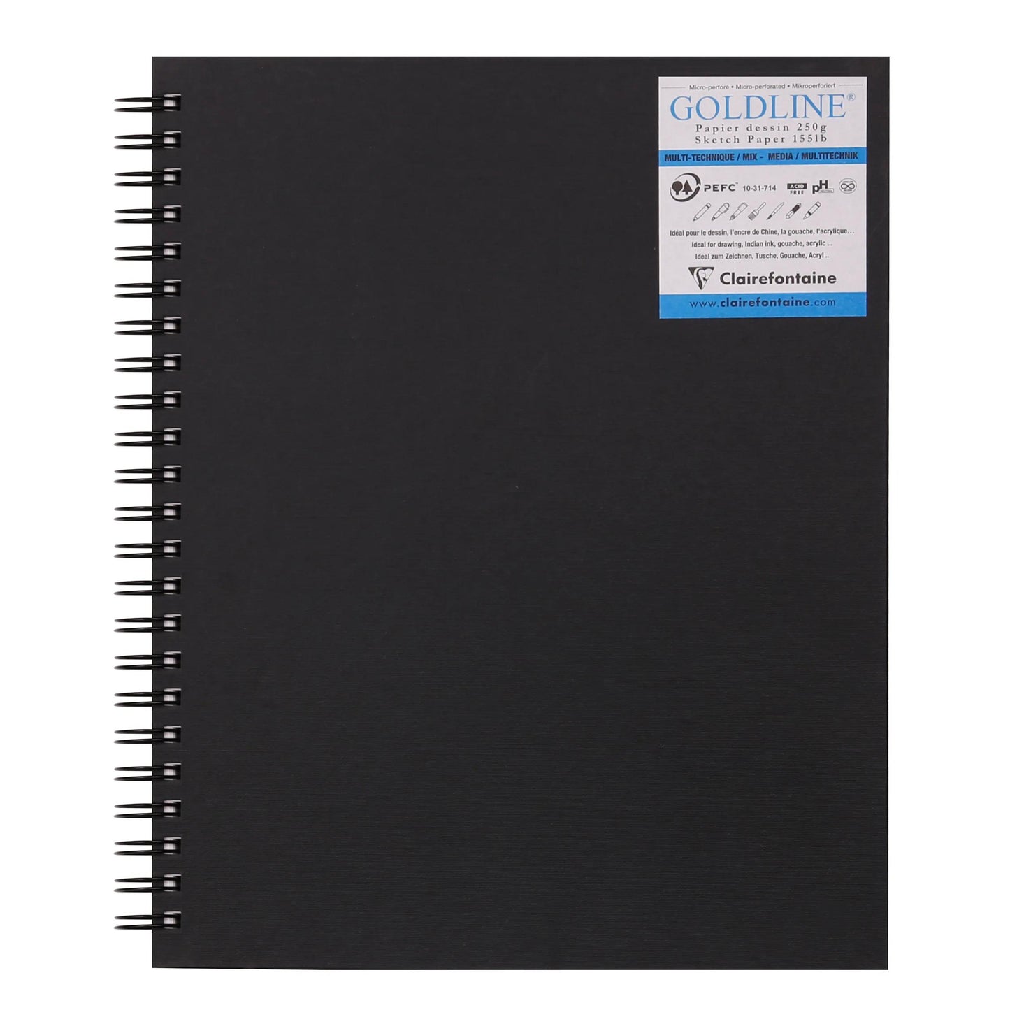 Goldline carnet spiralé 40F 22,9x30,5cm 250g - Noir (Lot x5)
