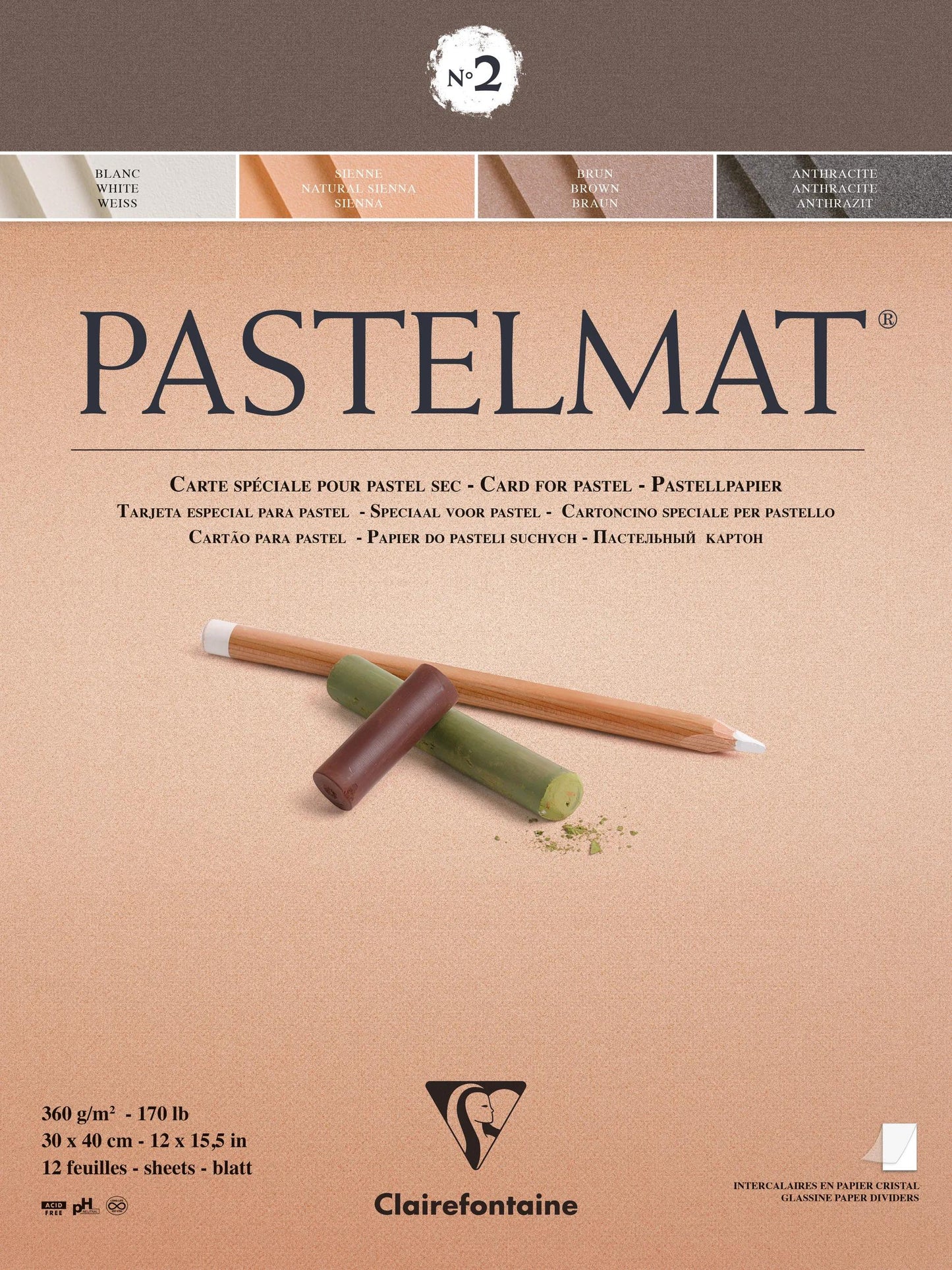 Blocco pastello incollato 12F 30x40cm 360g