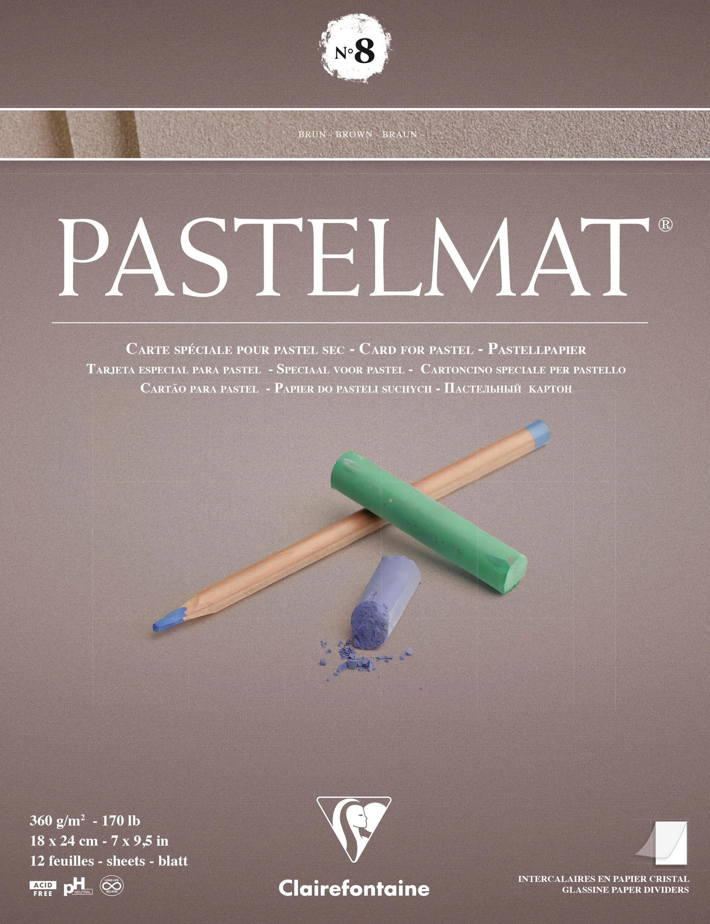 Pastelmat block glued 12F 18x24cm 360g n°8 - New