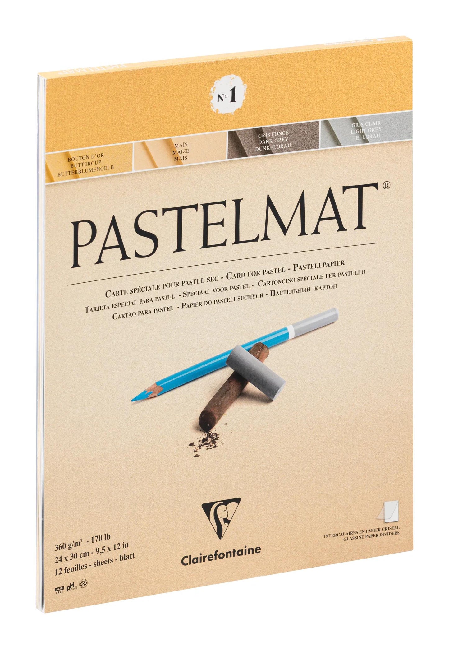 Pastelmat glued block 12F 24x30cm 360g