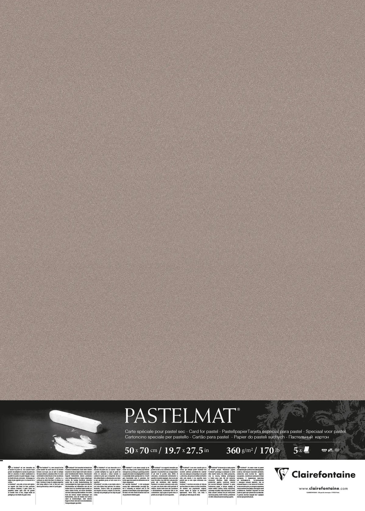 Pastelmat Paket 5F 50x70cm 360g - Dunkelgrau