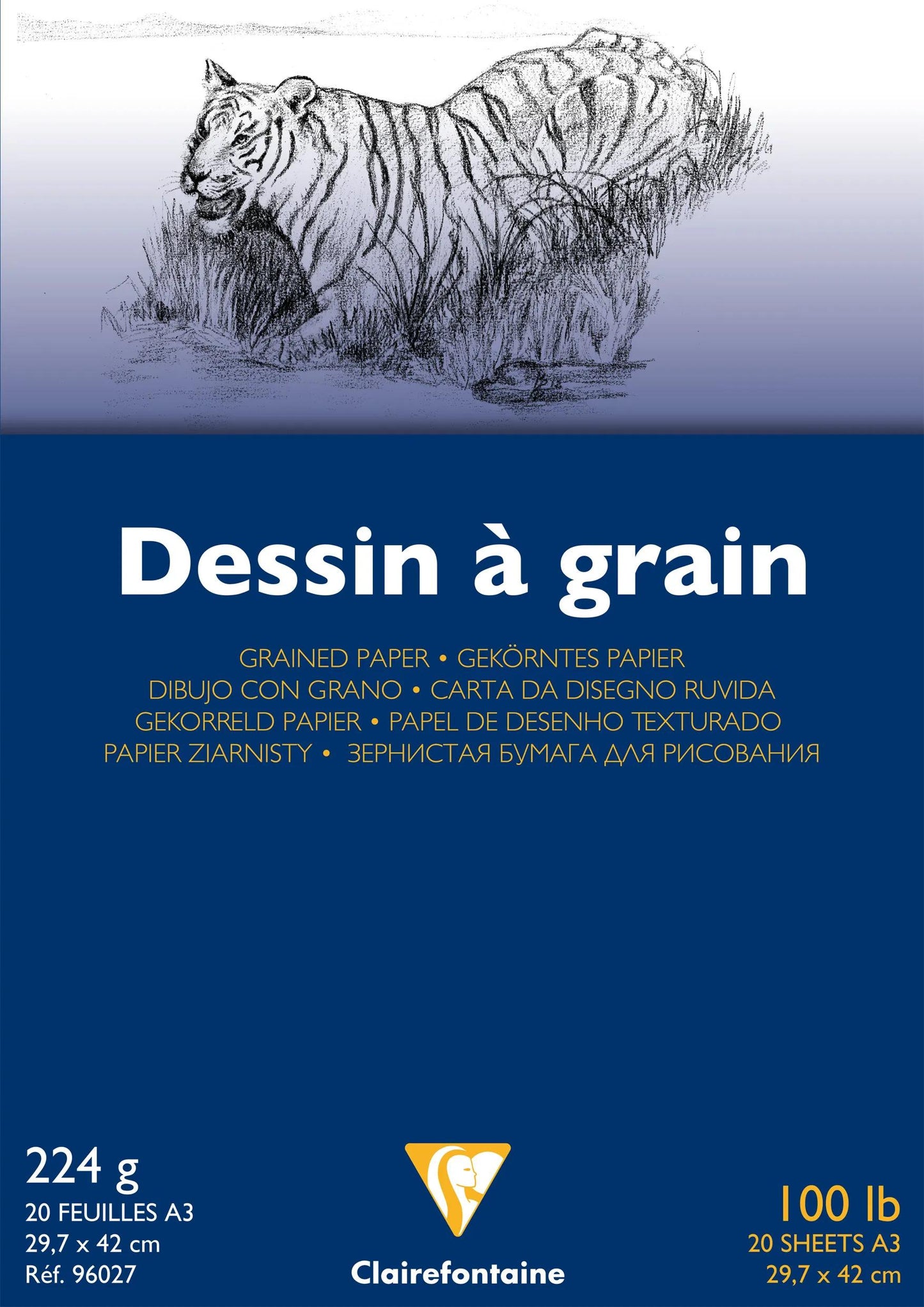 Grain block drawing glued 20F A3 224g (Pack x5)