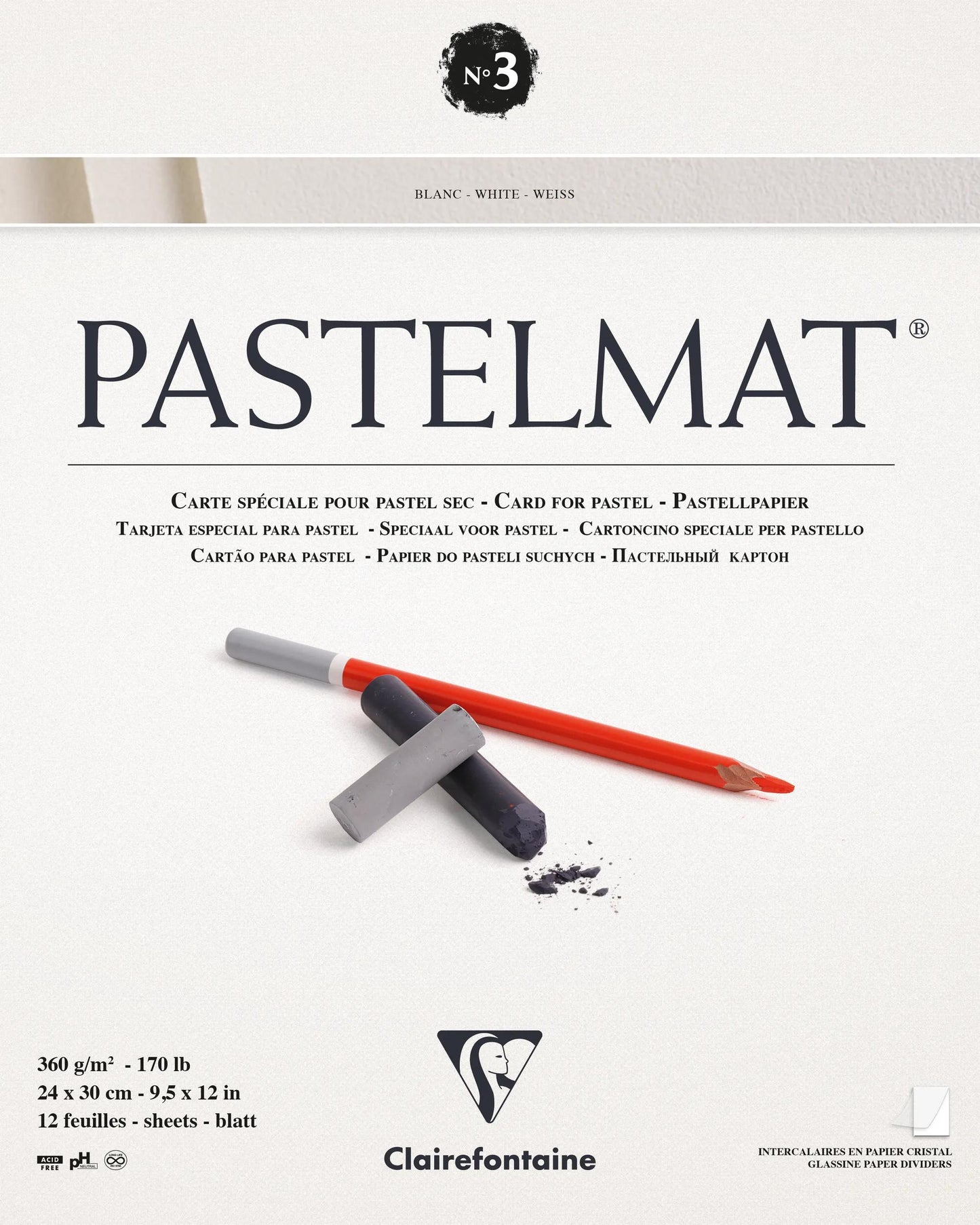 Pastelmat verklebt Block 12F 24x30cm 360g