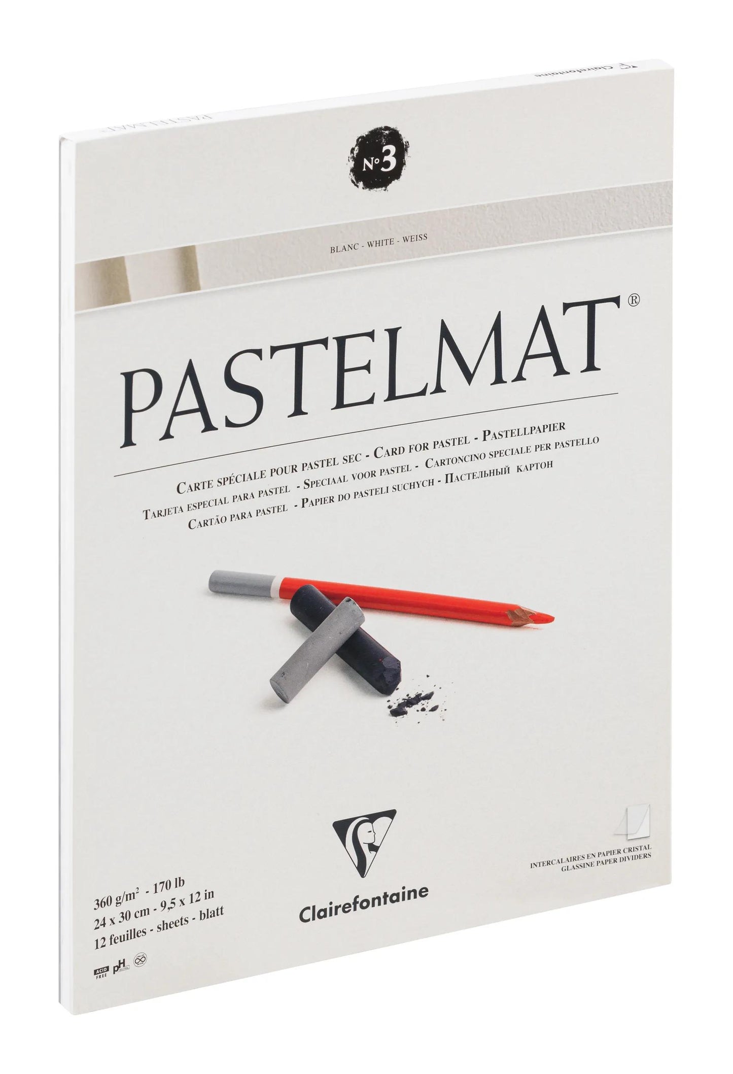 Pastelmat verklebt Block 12F 24x30cm 360g