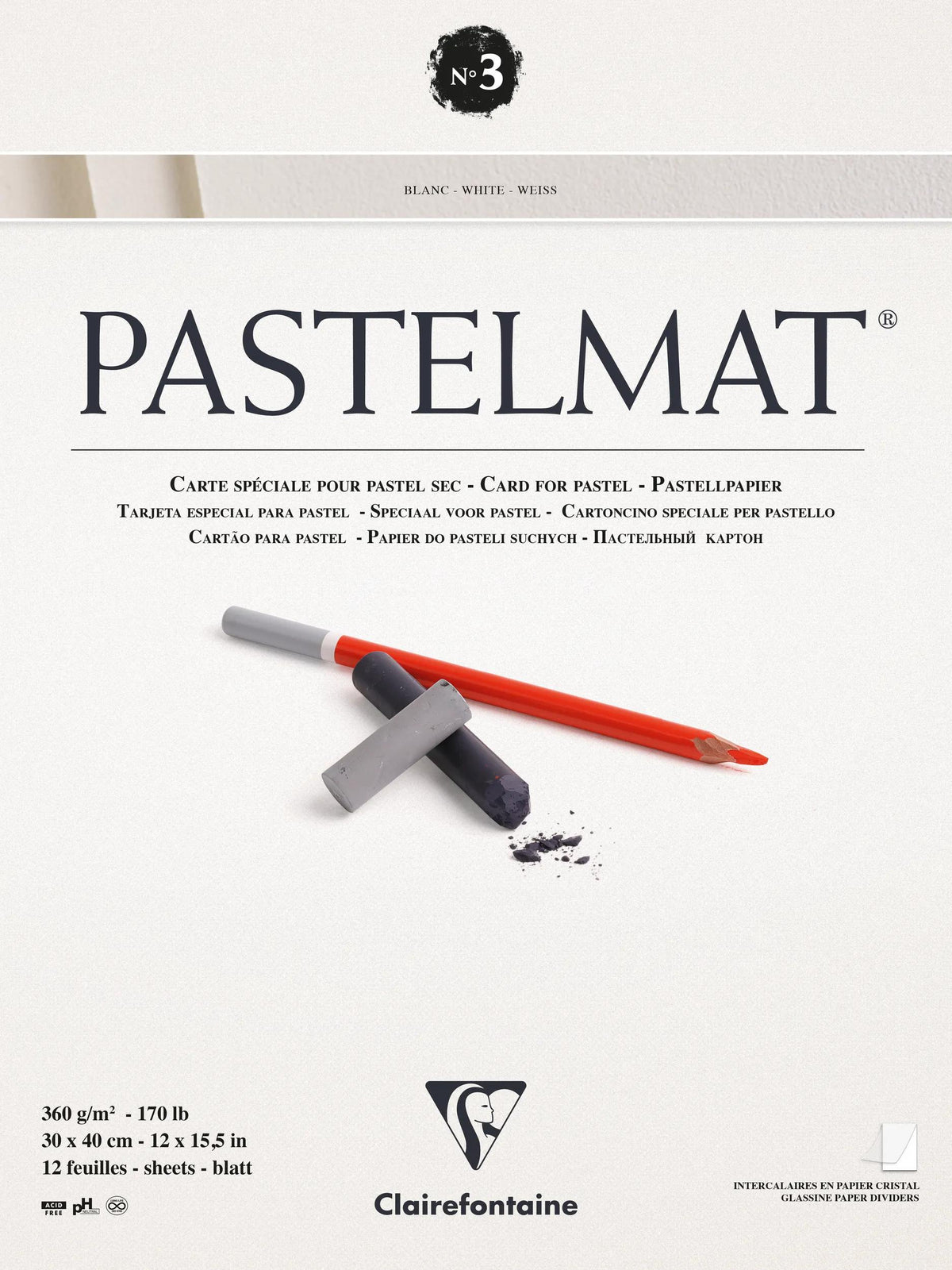 Blocco pastello incollato 12F 30x40cm 360g