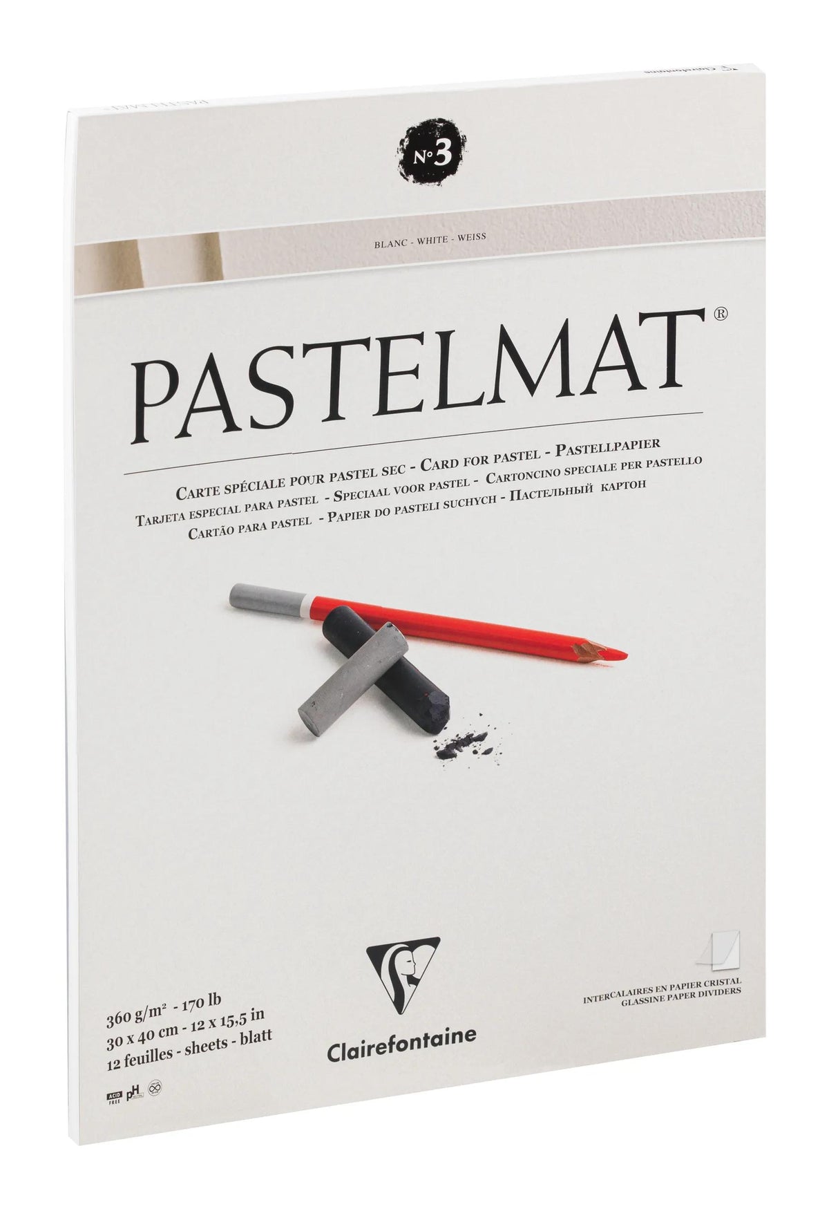 Blocco pastello incollato 12F 30x40cm 360g