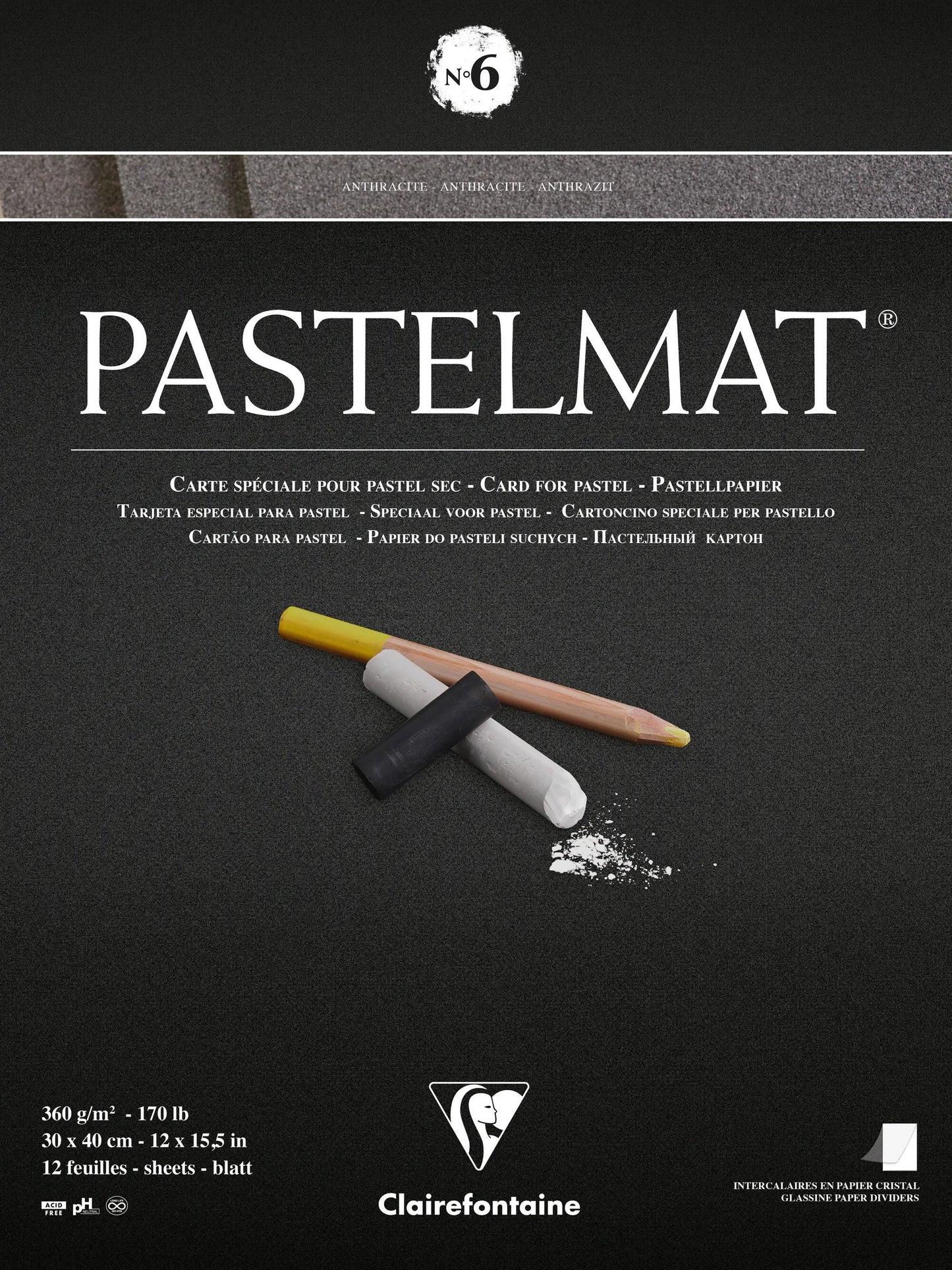 Blocco pastello incollato 12F 30x40cm 360g