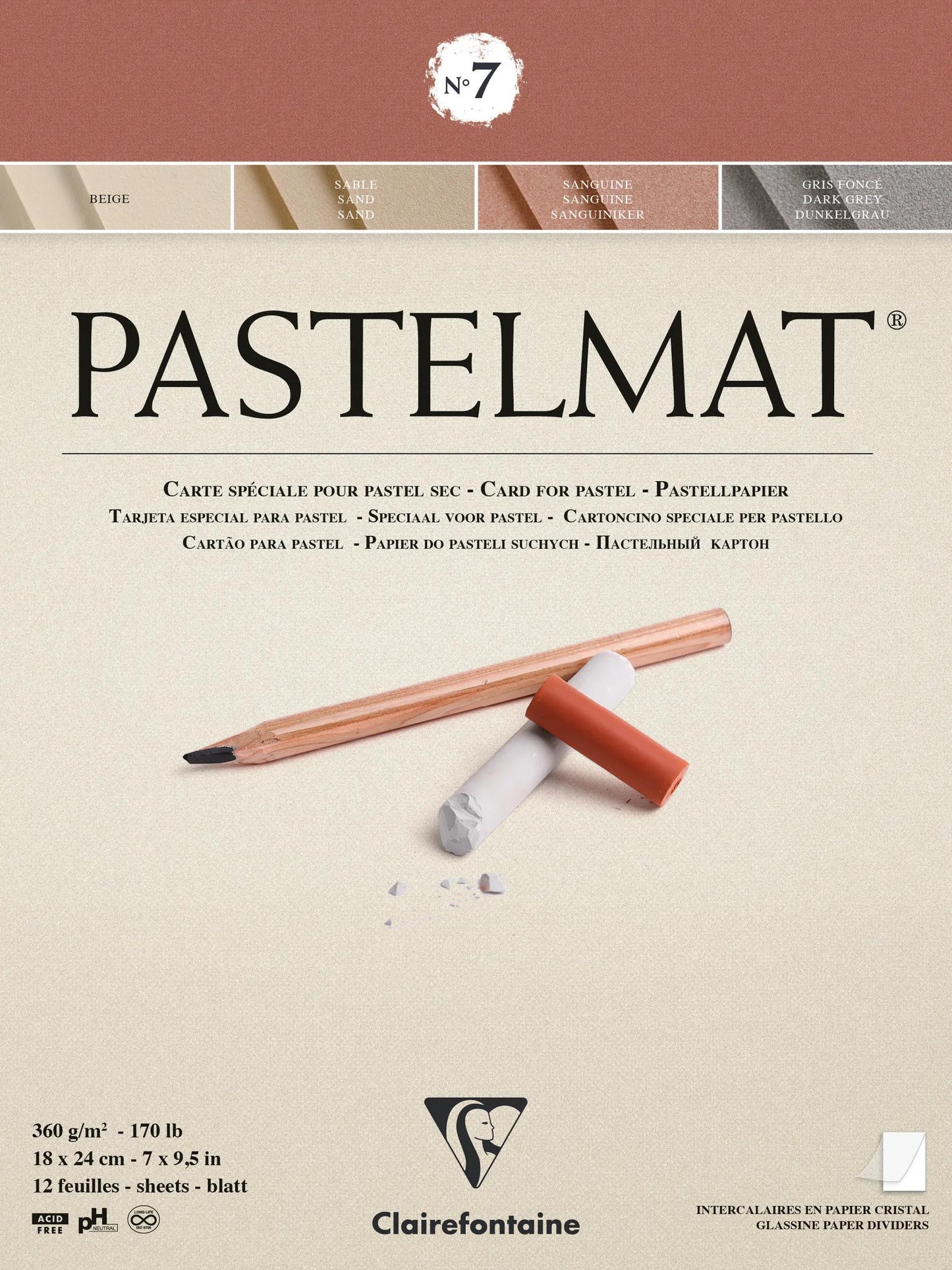 Blocco pastello incollato 12F 18x24cm 360g