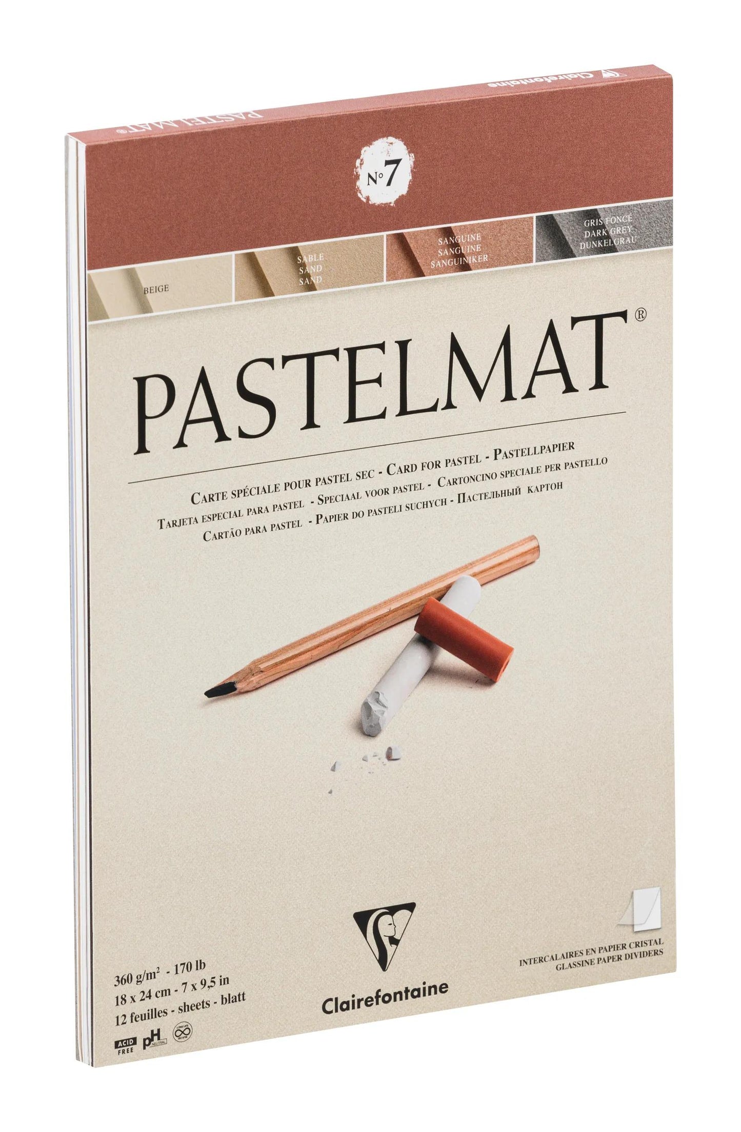 Blocco pastello incollato 12F 18x24cm 360g