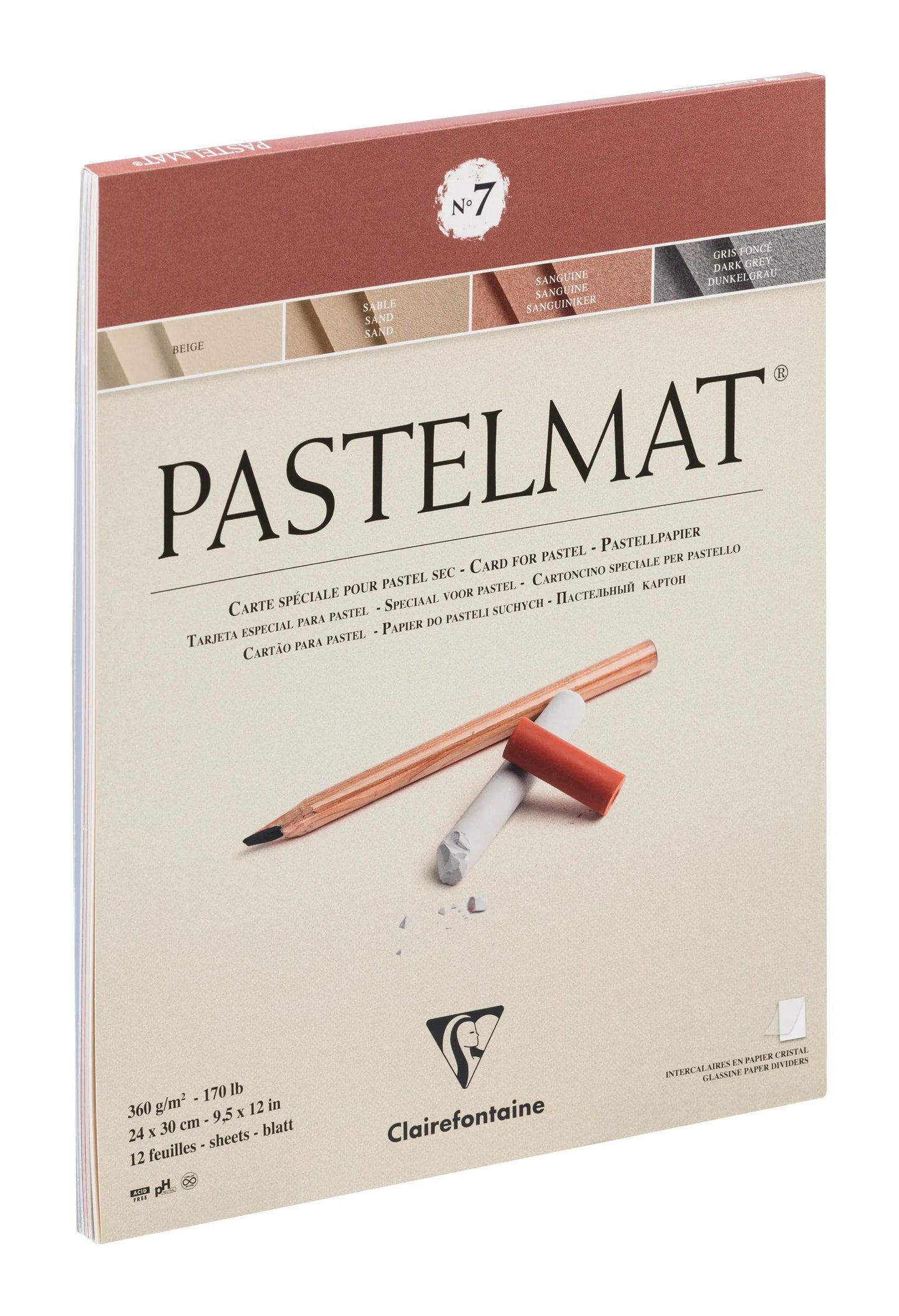 Pastelmat glued block 12F 24x30cm 360g
