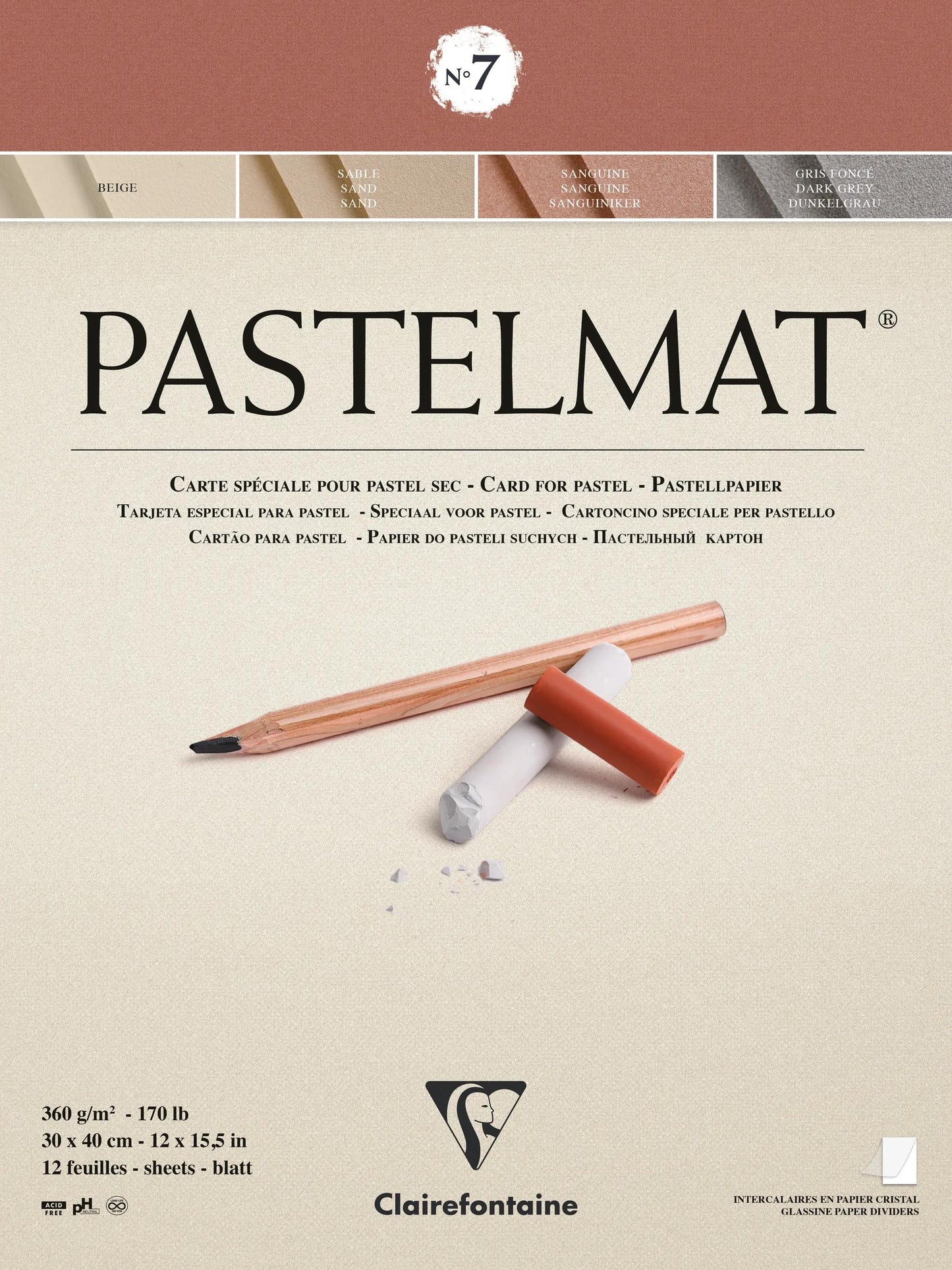 Blocco pastello incollato 12F 30x40cm 360g