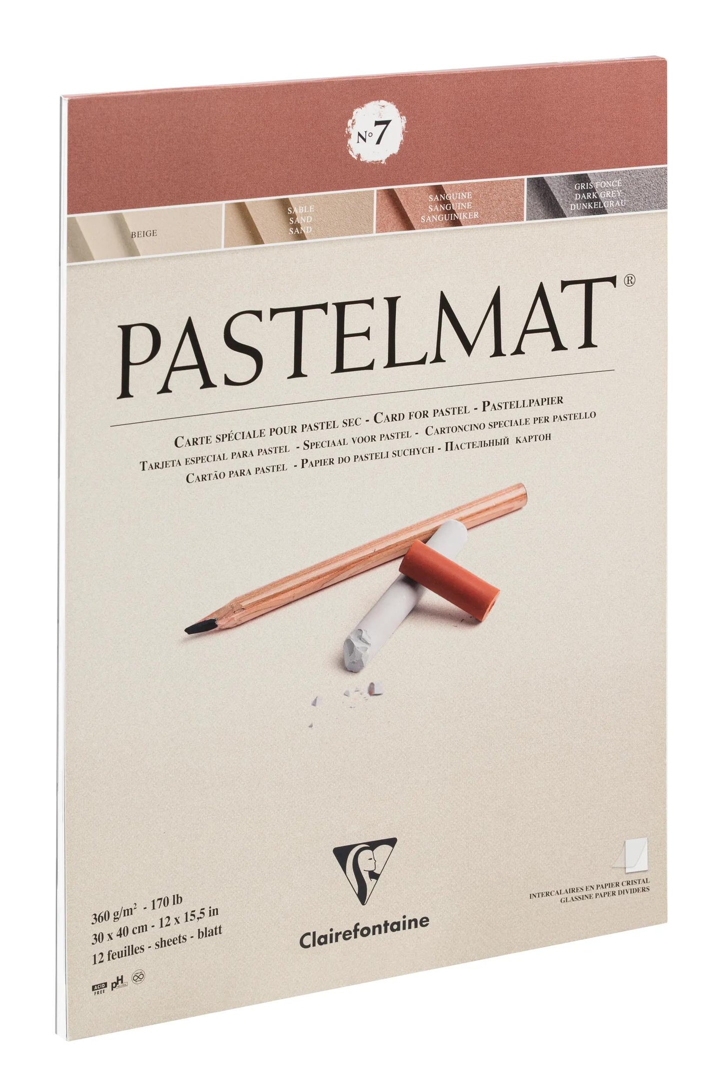 Blocco pastello incollato 12F 30x40cm 360g