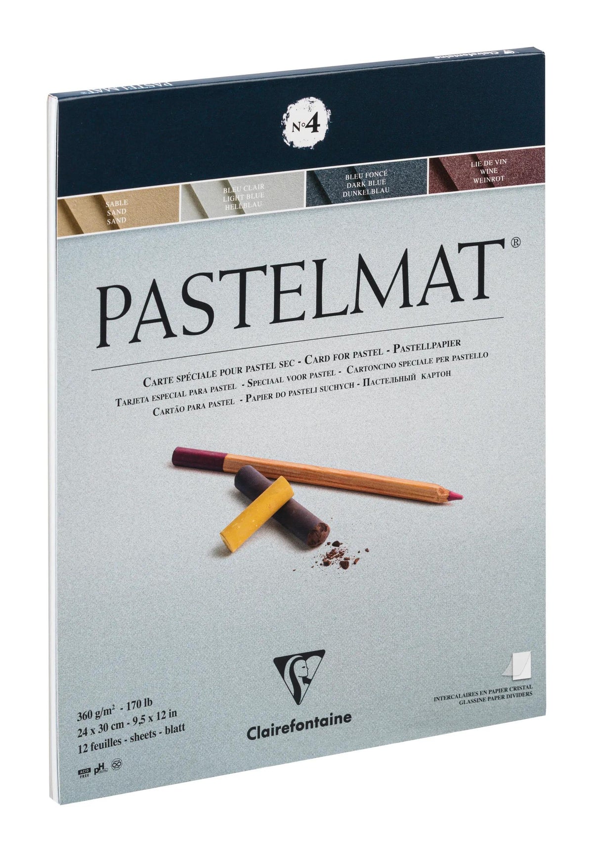 Pastelmat verklebt Block 12F 24x30cm 360g
