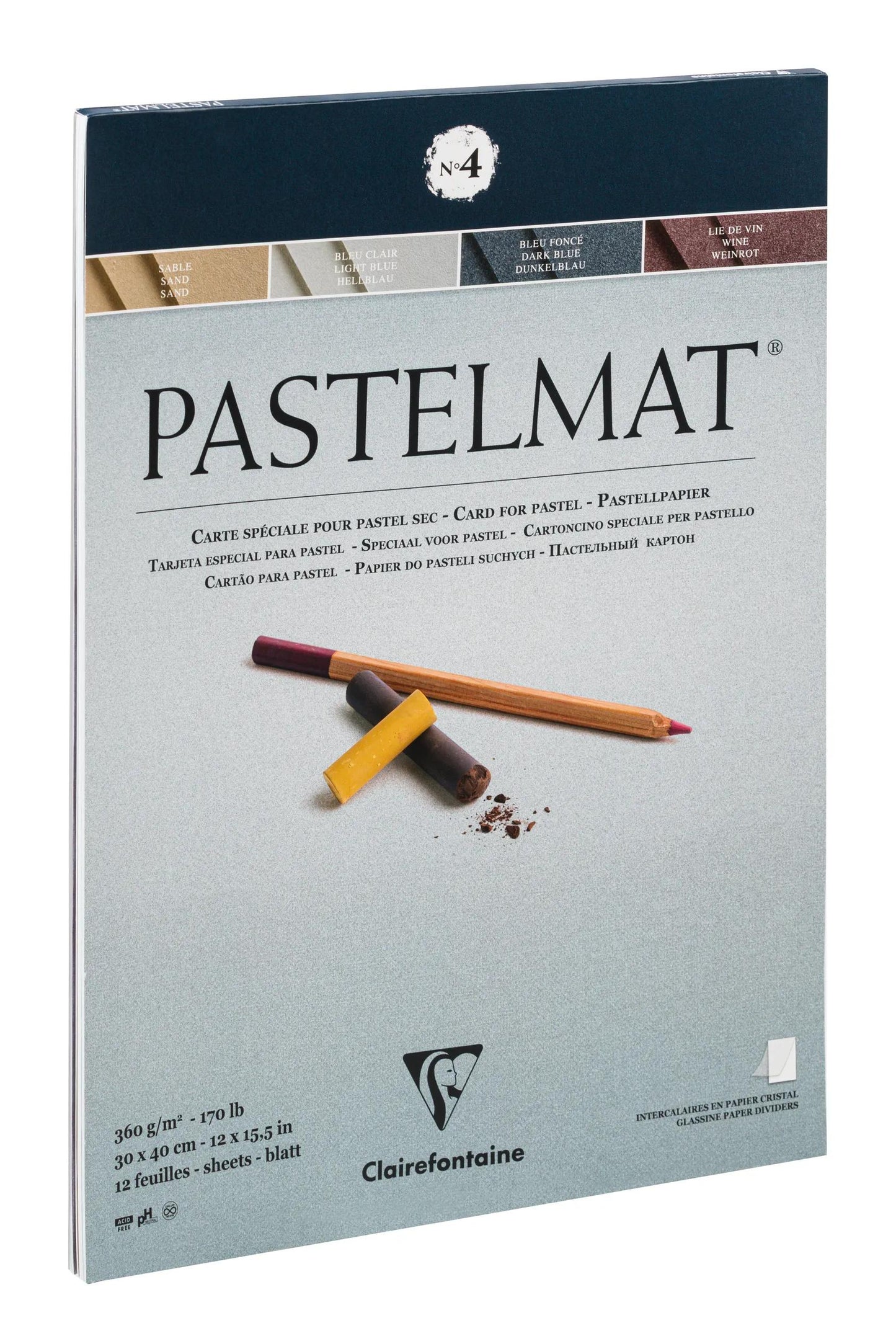 Pastelmat block glued 12F 30x40cm 360g