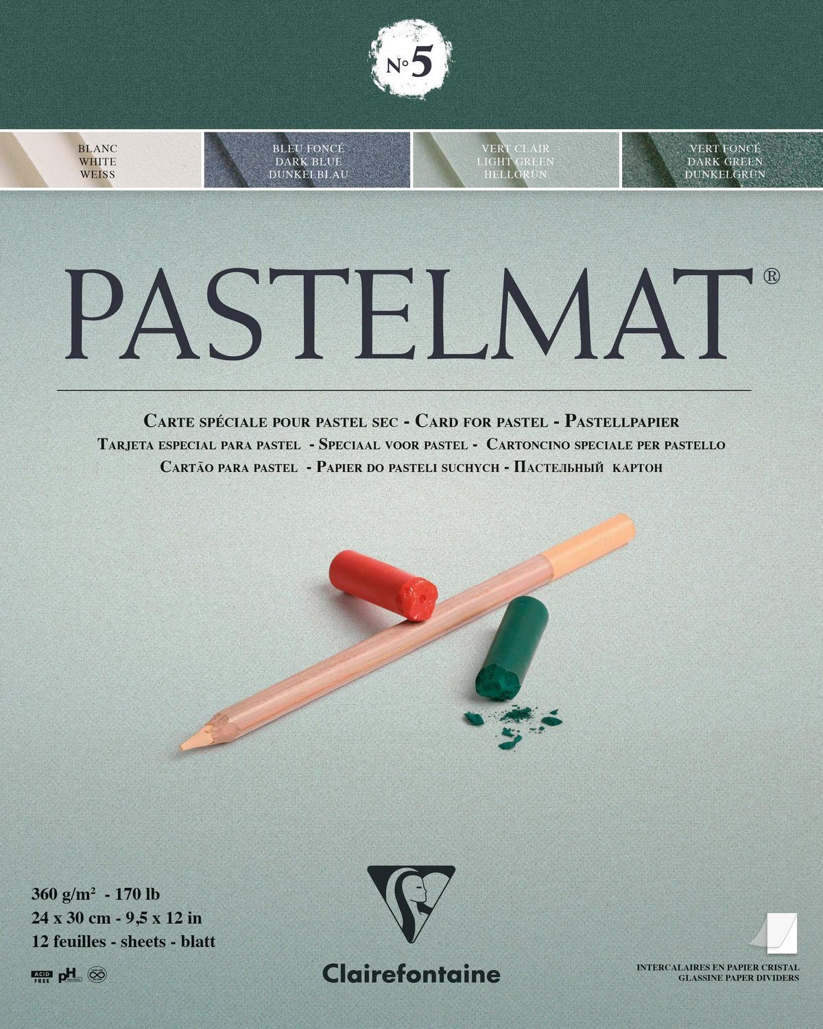 Pastelmat bloc collé 12F 24x30cm 360g
