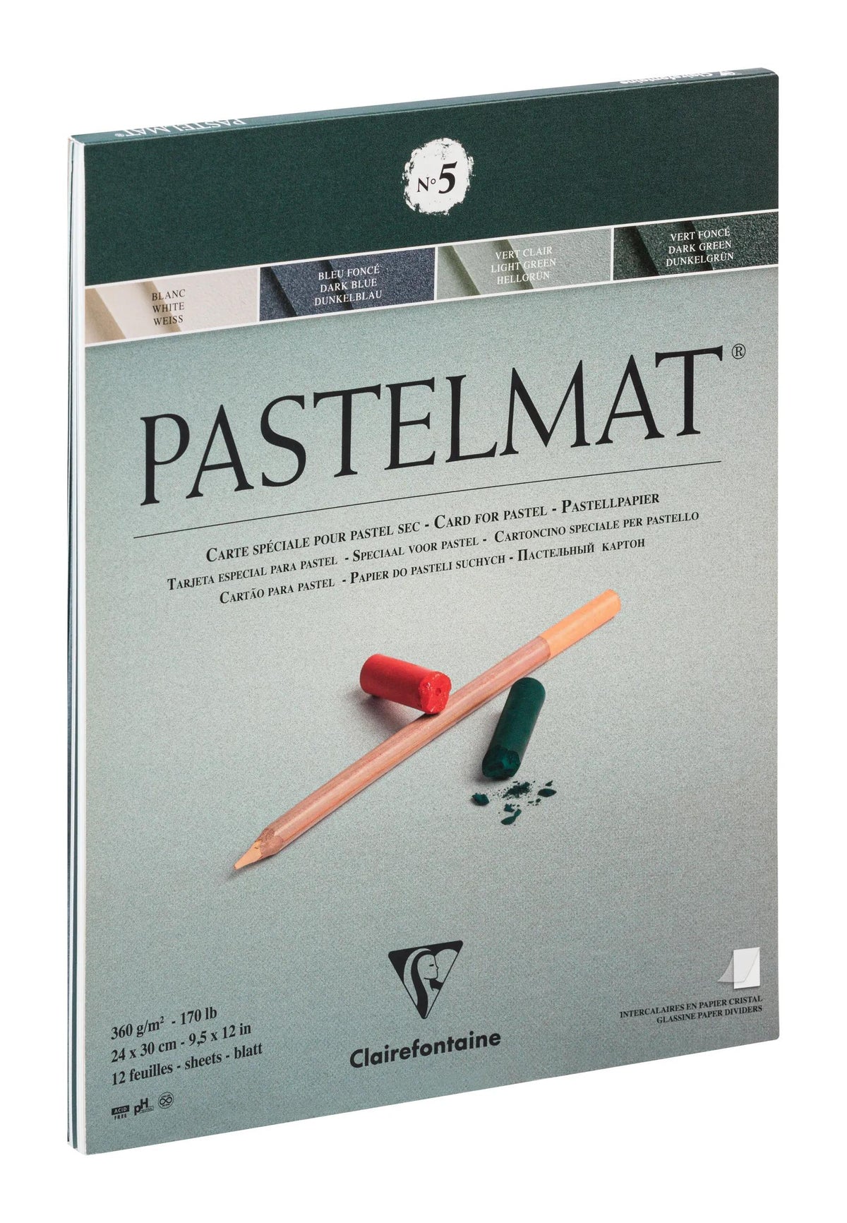 Pastelmat bloc collé 12F 24x30cm 360g
