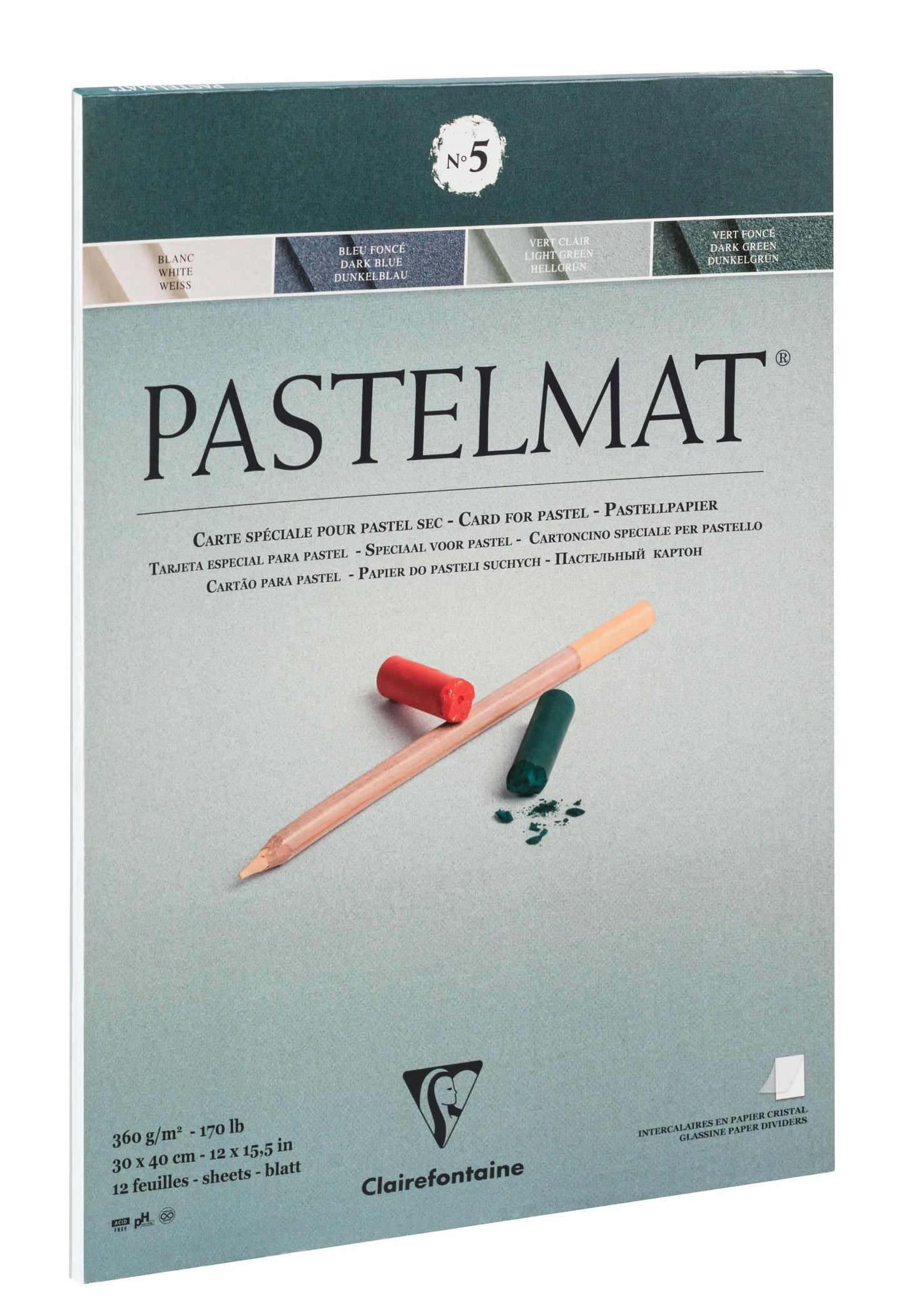 Pastelmat block glued 12F 30x40cm 360g