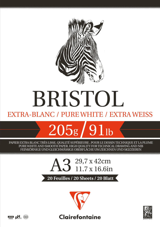 Bristol verklebt Block 20F A3 205g (3er-Pack)