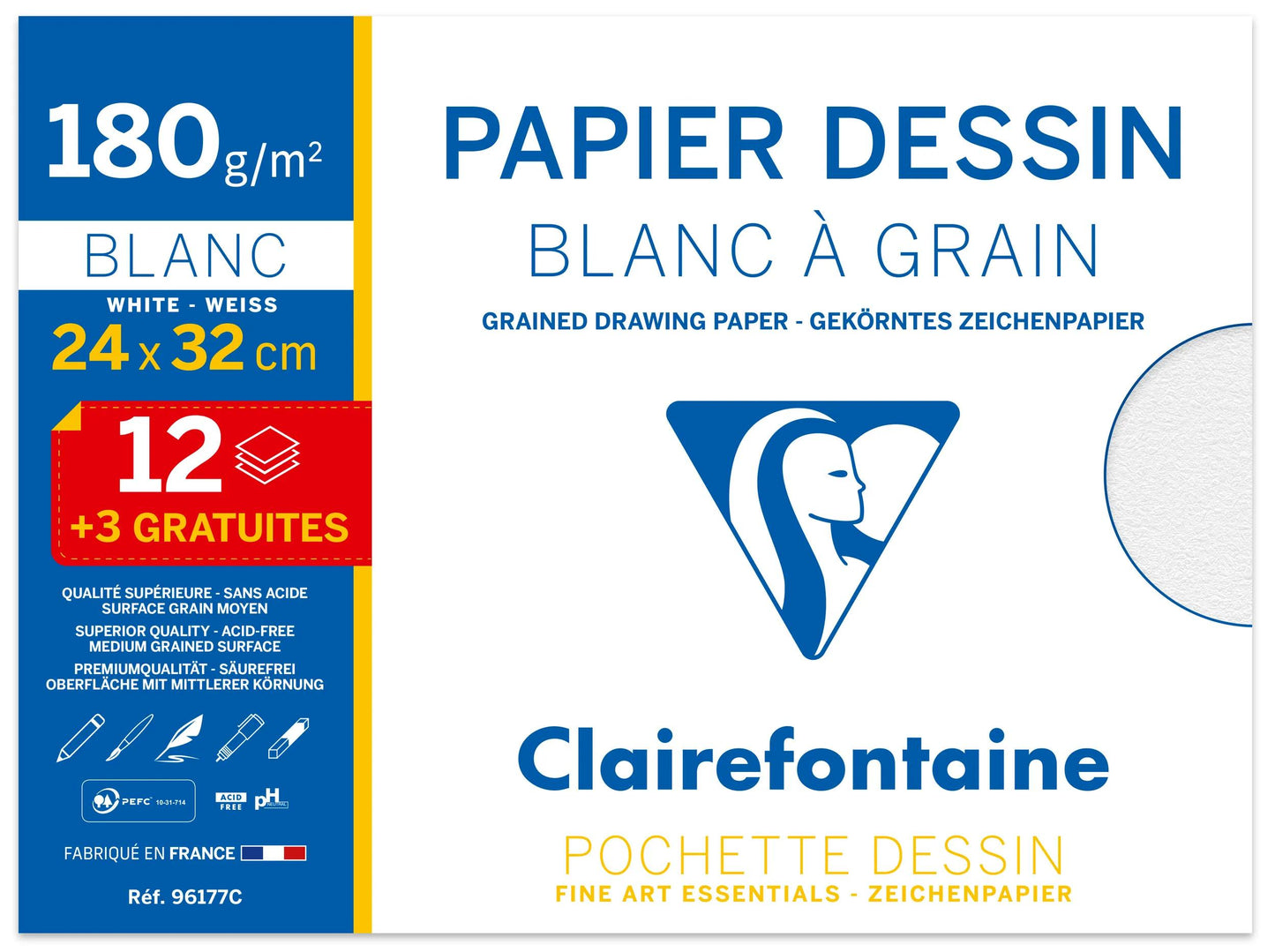 Grain Zeichnungstasche 12+3F 24x32cm 180g (Paket x20)