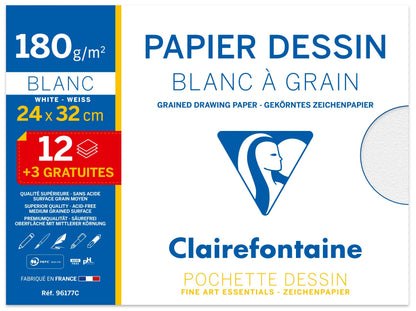 Dessin à Grain pochette 12+3F 24x32cm 180g (lot de 20)