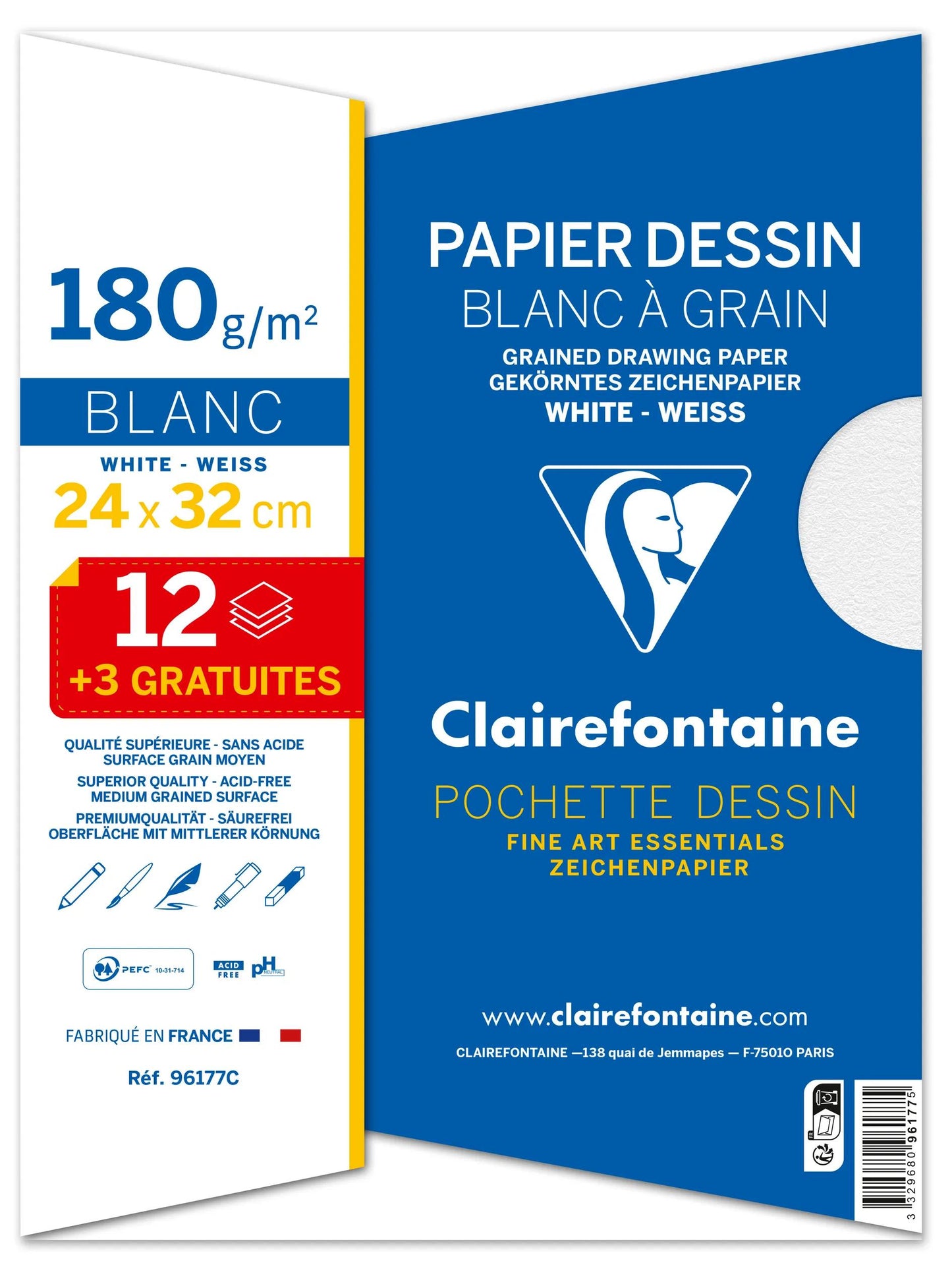 Grain Zeichnungstasche 12+3F 24x32cm 180g (Paket x20)