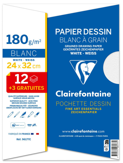 Dessin à Grain pochette 12+3F 24x32cm 180g (lot de 20)