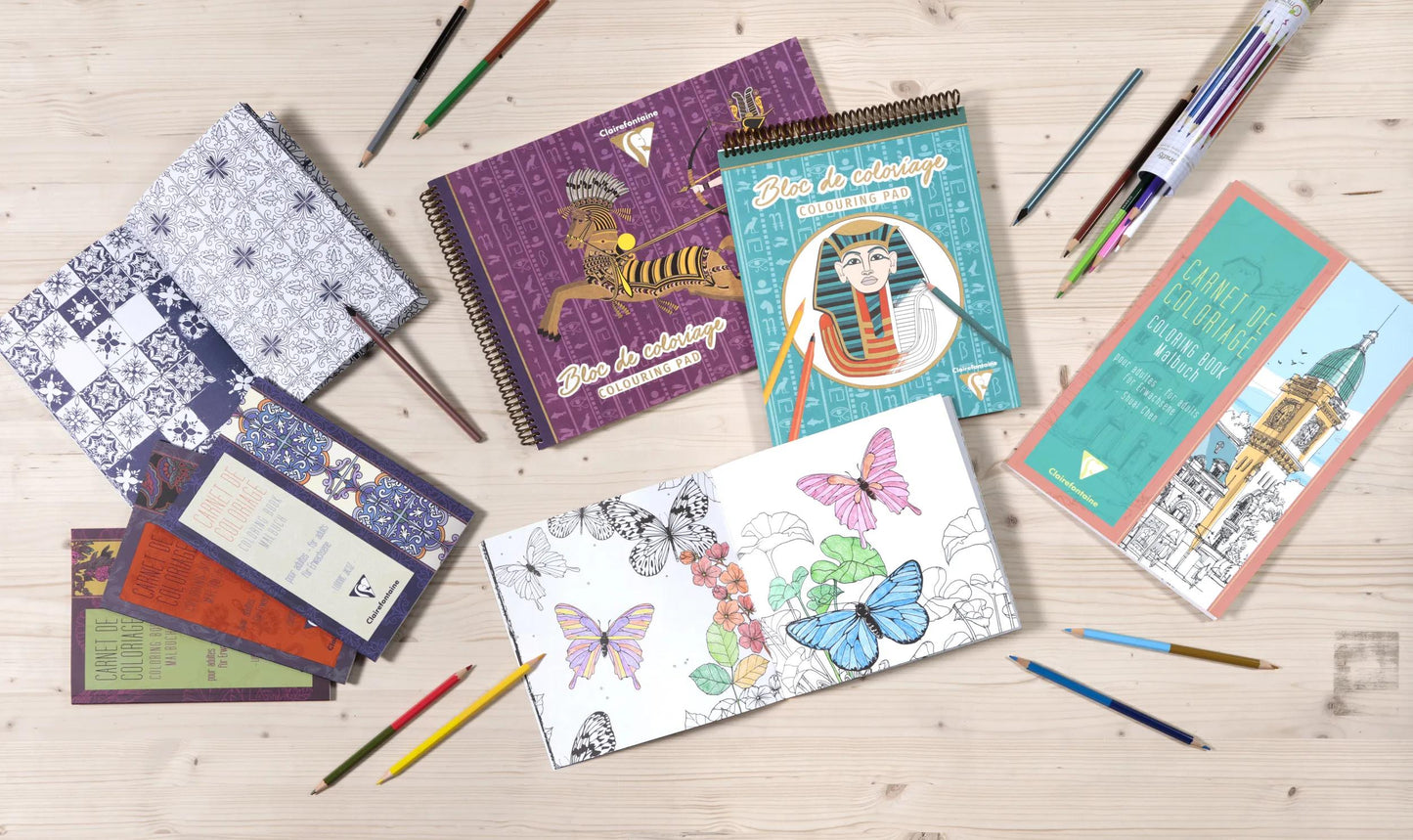COLORIAGE, Bloc de 20 feuilles 250g/m2 au format 32x24cm - Egypte 2 (Lot x5)