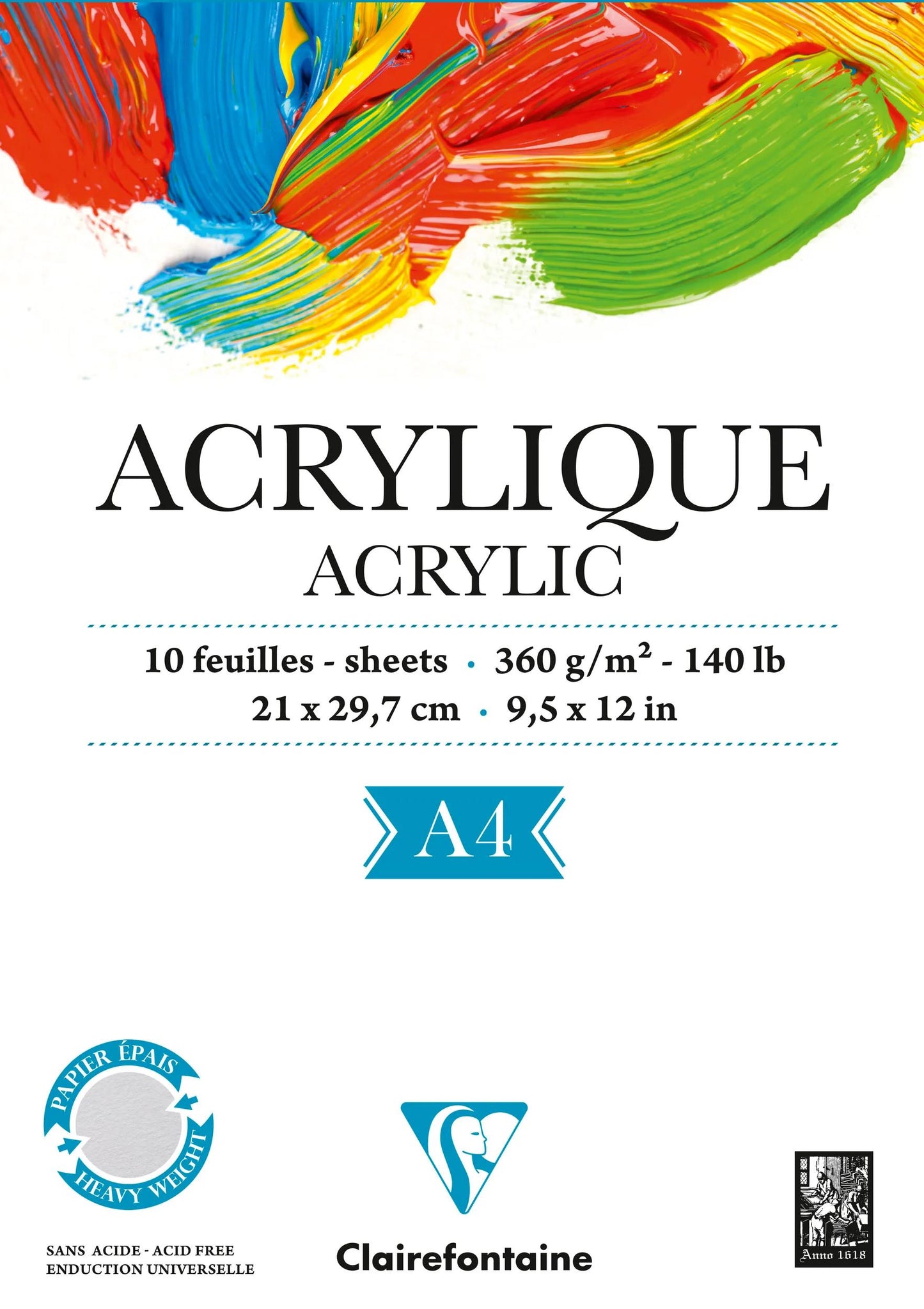 Acrylblock verklebt 1 Seite 10F A4 360g (Paket x5)