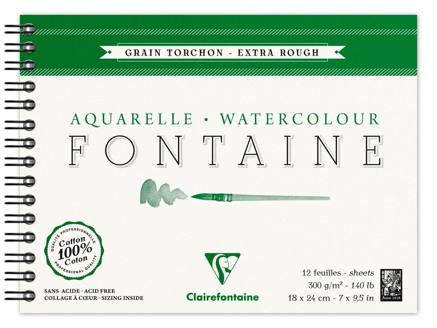 Fountain album spiral 12F 18x24cm 300g grain towel (Pack x4)