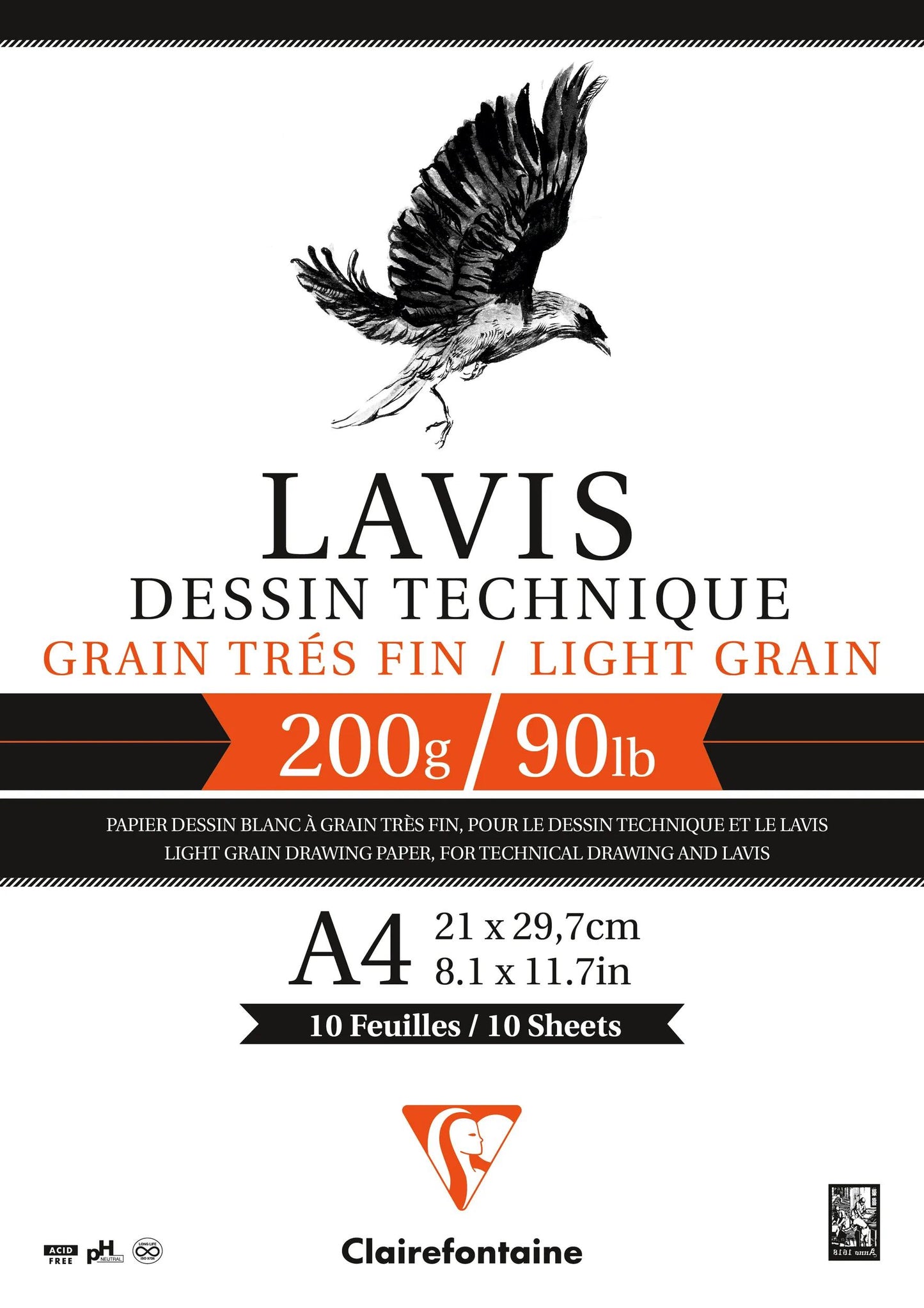 Lavis Technical block glued 10F A4 200g (Pack x5)