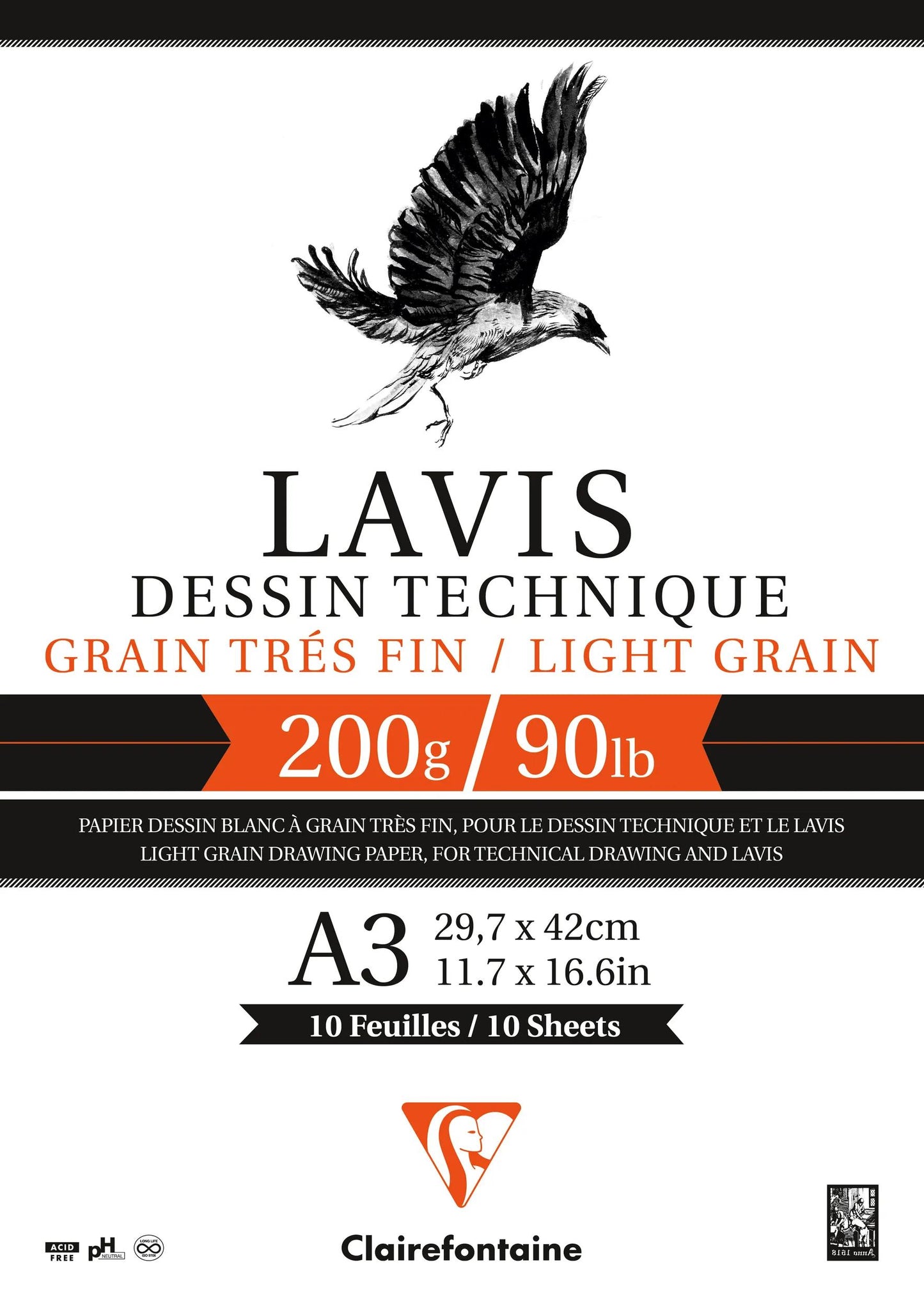 Lavis Technical block glued 10F A3 200g (Pack x5)