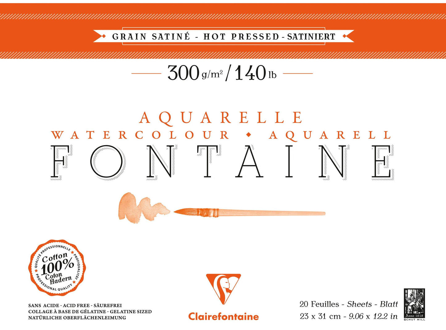 Fountain block glued 4 sides 20F 23x31cm 300g grain satin (Pack x2)