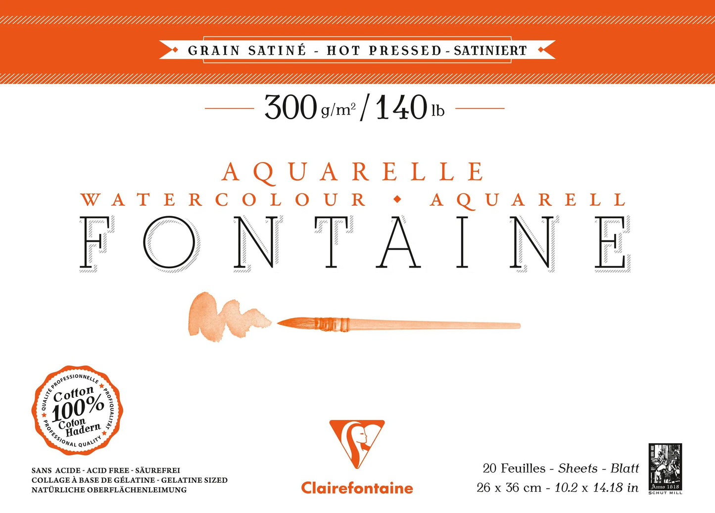 Fountain block glued 4 sides 20F 26x36cm 300g grain satin (Pack x2)