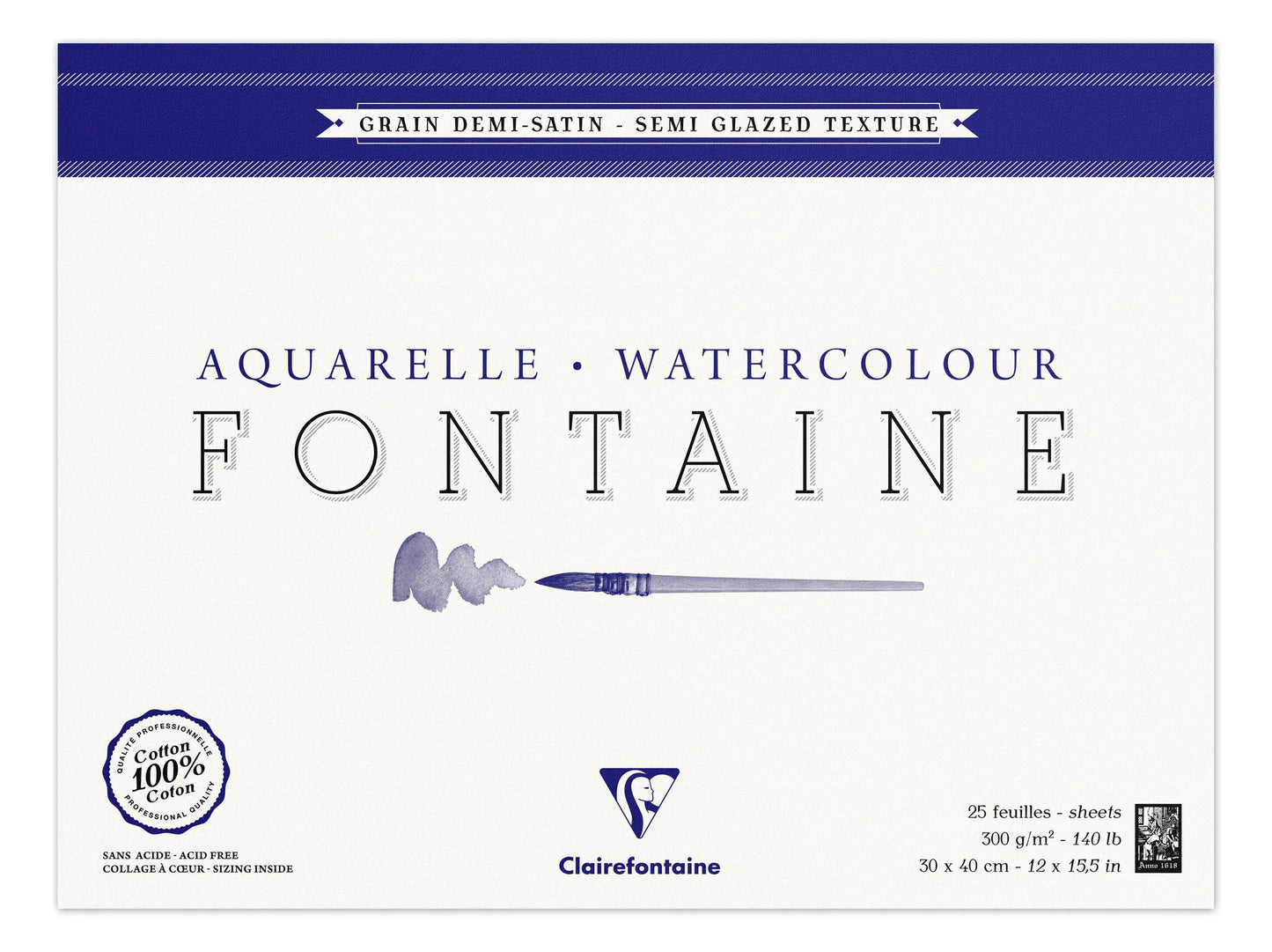 Fountain block glued 4 sides 25F 30x40cm 300g grain semi-satisfied (Pack x2)