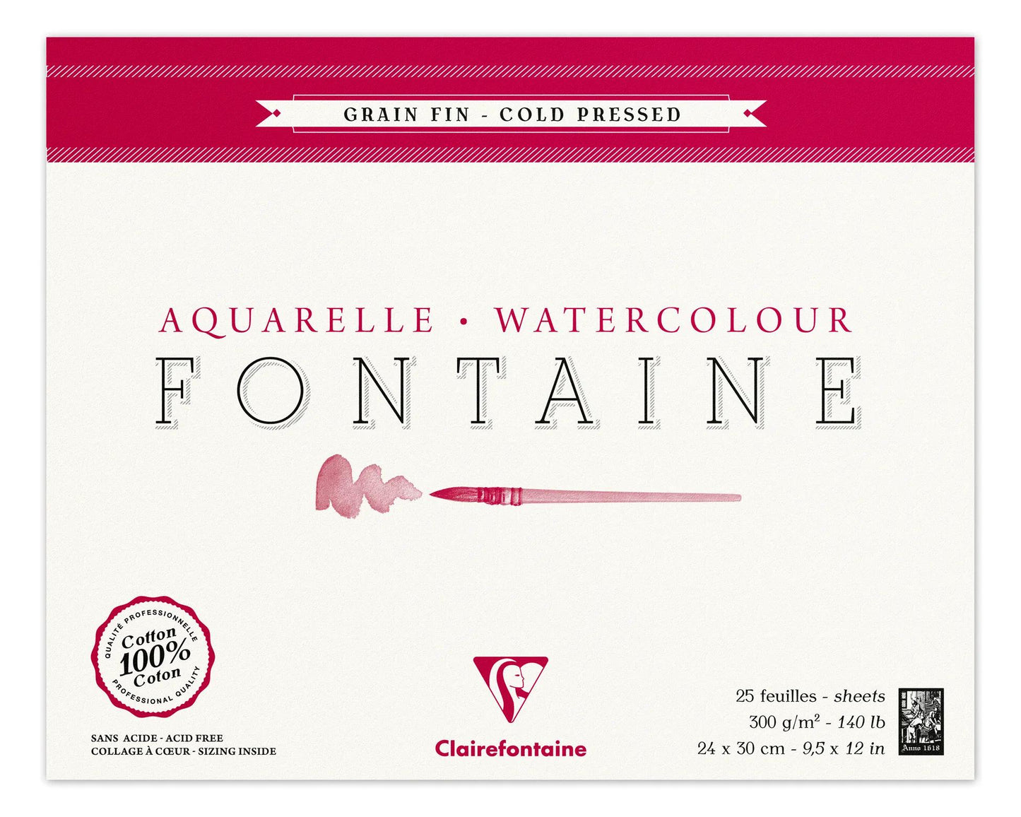 Fontaine bloc collé 4 côtés 25F 24x30cm 300g grain fin