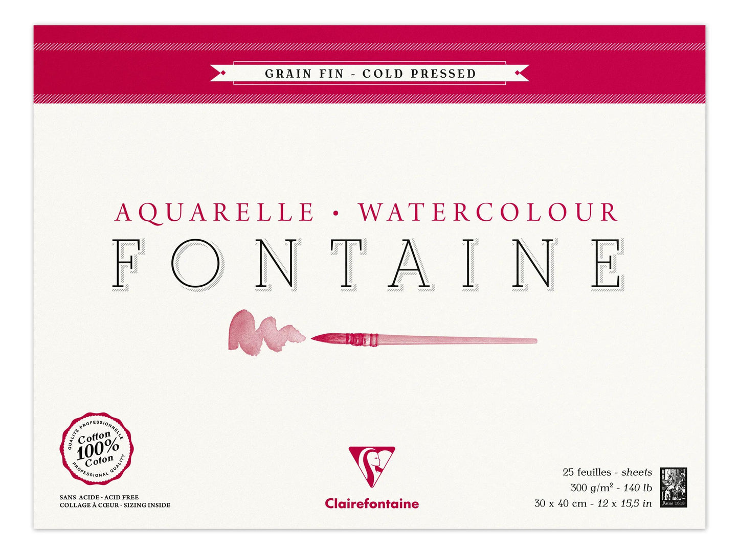 Blocco della fontana incollato 4 lati 25F 30x40cm 300g grano fine (Pacchetto x2)