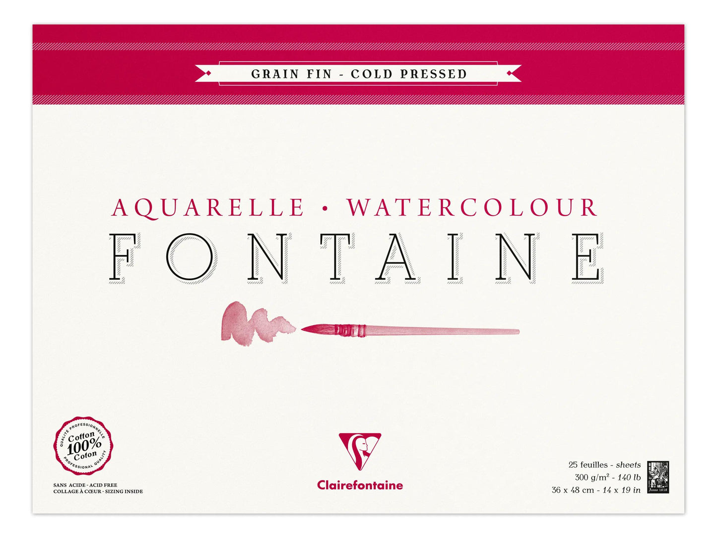 Fountain Block verklebt 4 Seiten 25F 36x48cm 300g Feinkorn (Paket x2)