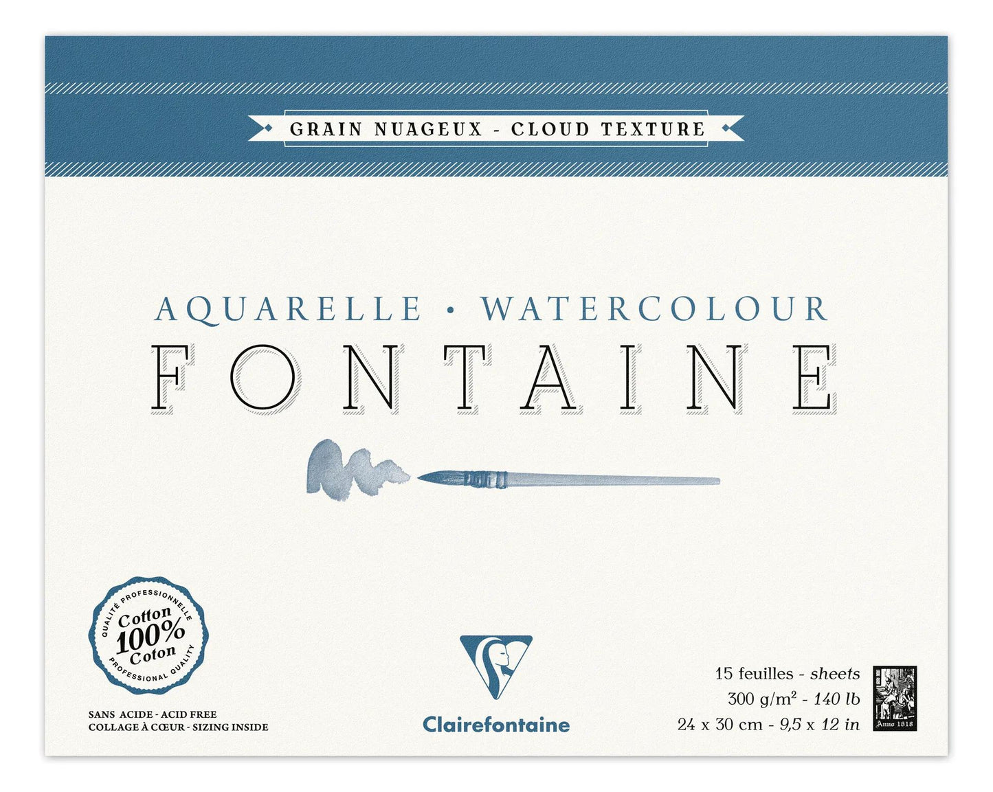 Fountain block glued 4 sides 15F 24x30cm 300g grain cloudy (Pack x2)
