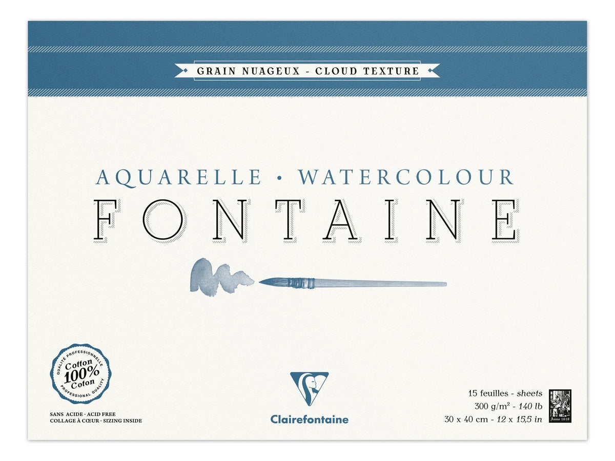 Blocco fontana incollato 4 lati 15F 30x40cm 300g grano nuvoloso (confezione da 2)