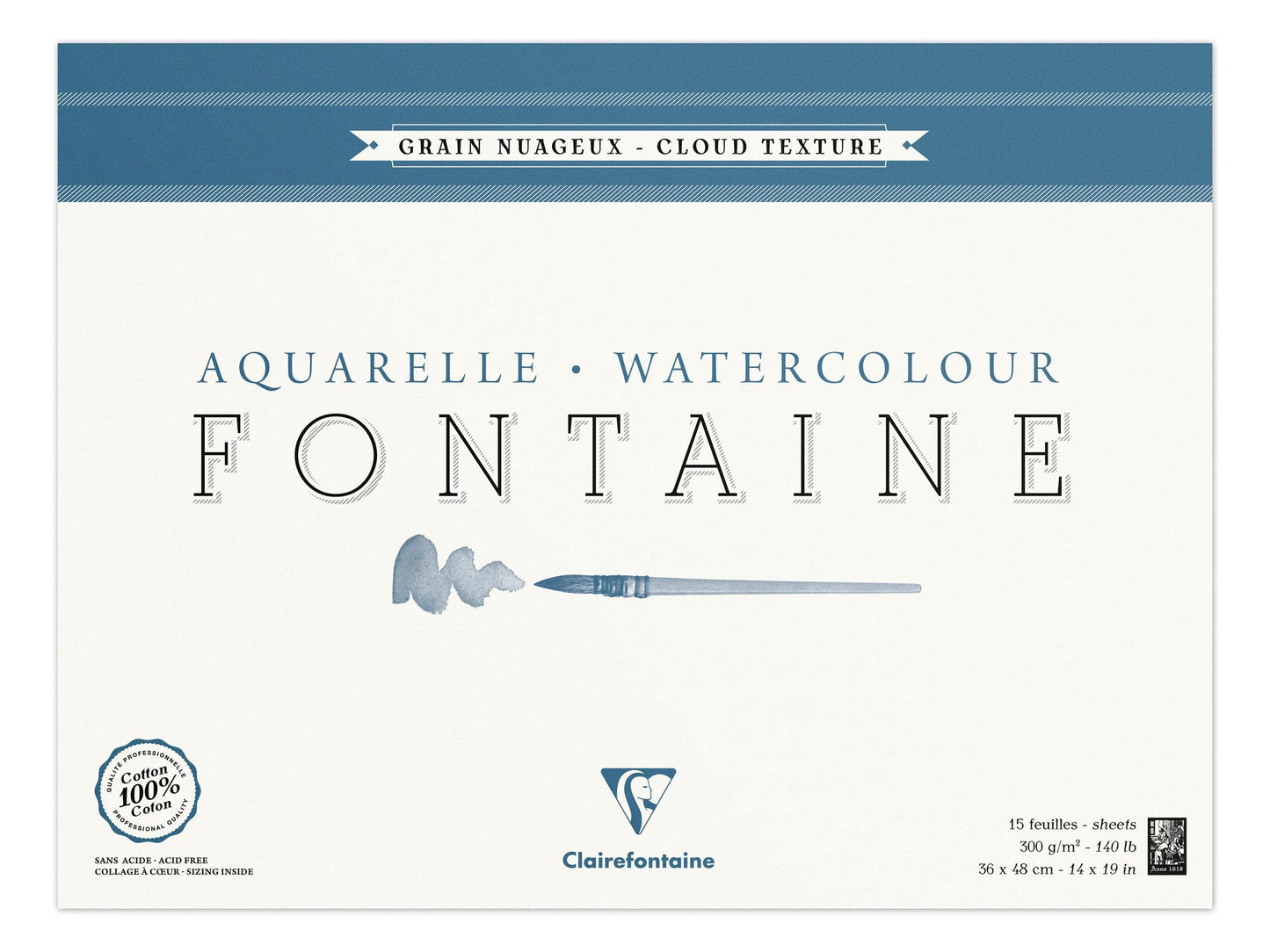 Fountain Block verklebt 4 Seiten 15F 36x48cm 300g Korn trüb (Paket x2)