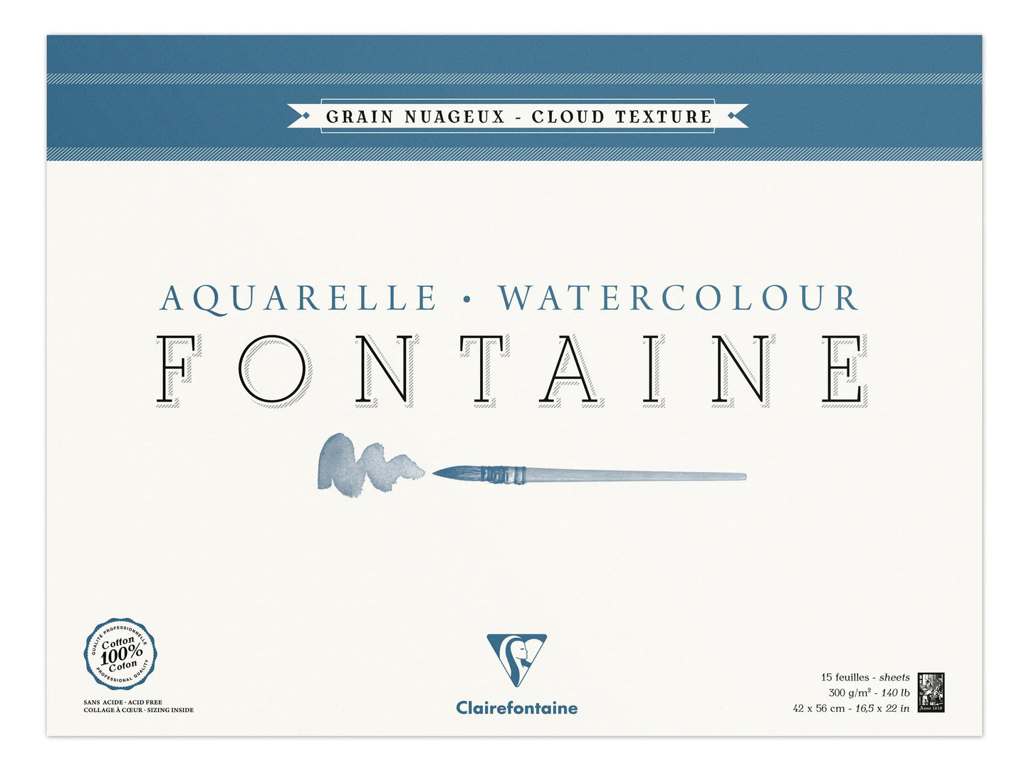 Fountain Block verklebt 4 Seiten 15F 42x56cm 300g Korn trüb (Paket x2)