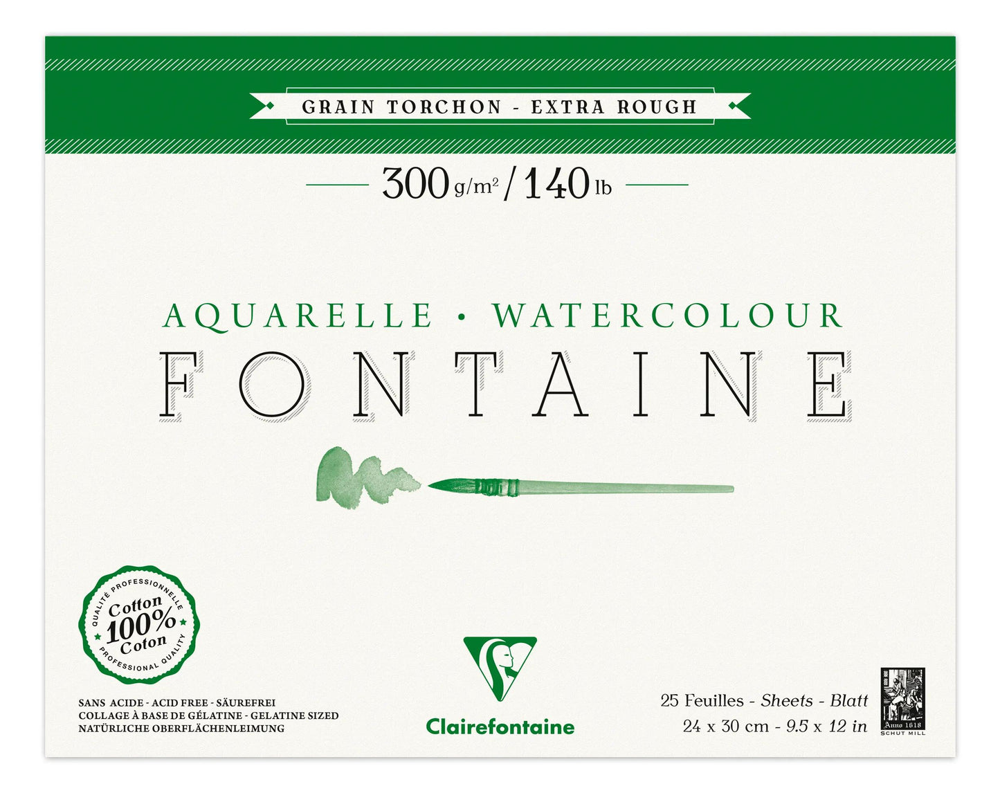 Fountain Block verklebt 4 Seiten 25F 24x30cm 300g Korn Handtuch (Paket x2)
