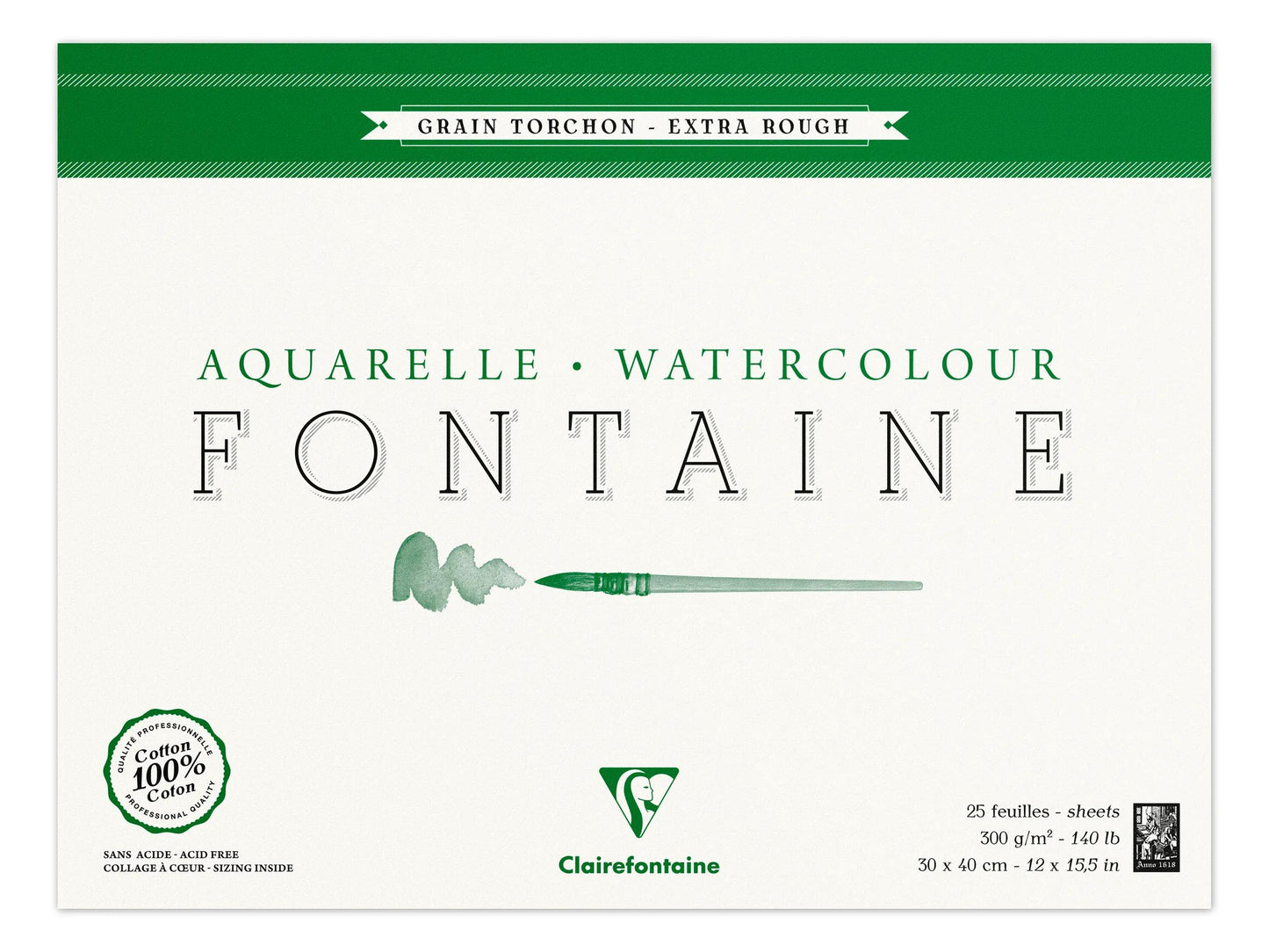 Fontaine bloc collé 4 côtés 25F 30x40cm 300g grain torchon (Lot x2)