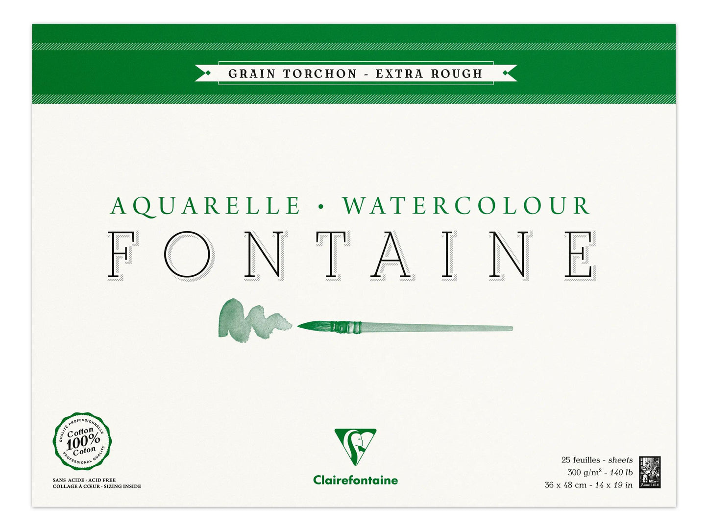 Fountain Block verklebt 4 Seiten 25F 36x48cm 300g Korn Handtuch (Paket x2)