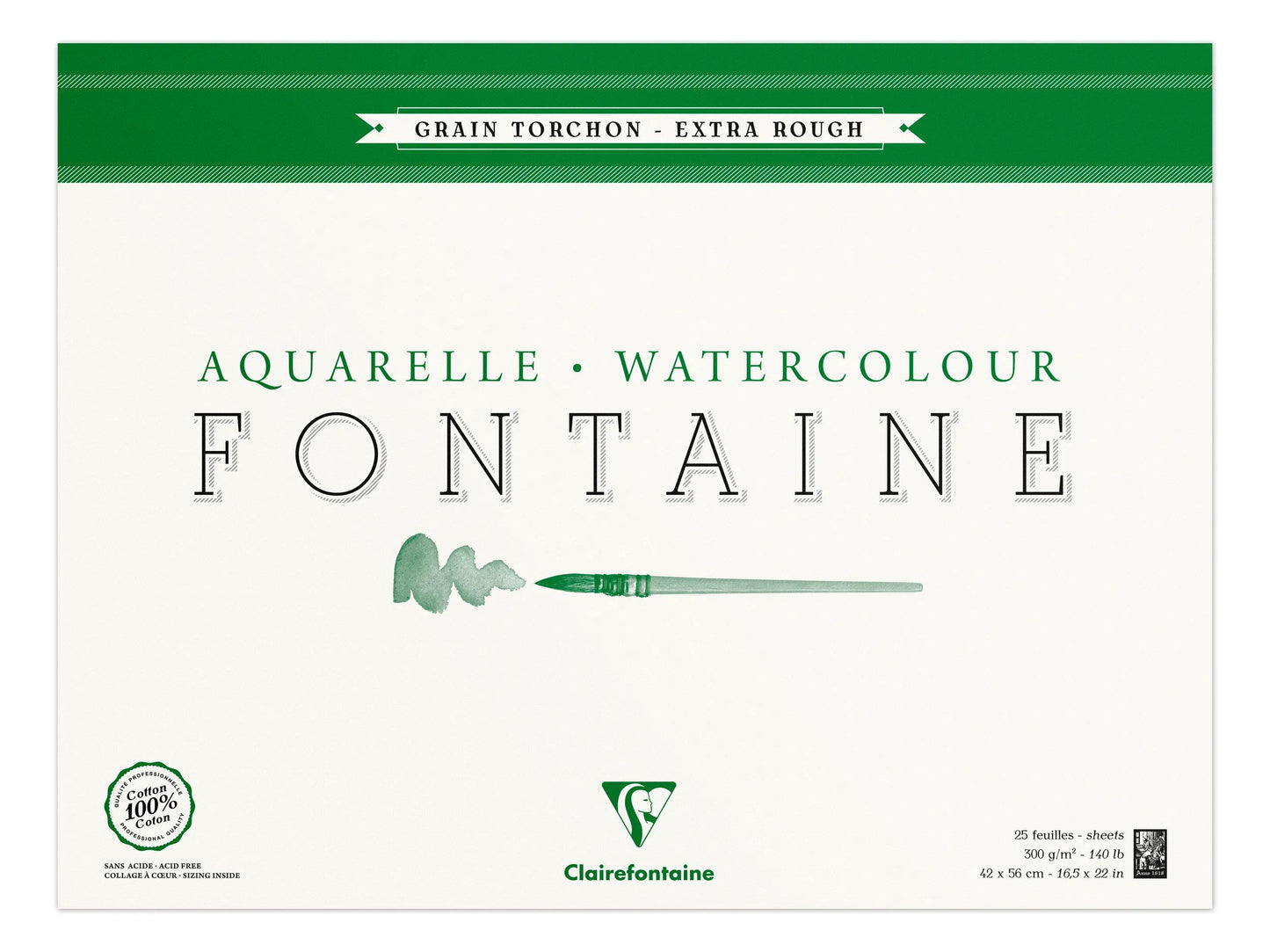 Blocco di fontana incollato 4 lati 25F 42x56cm 300g asciugamano di grano (Pacchetto x2)