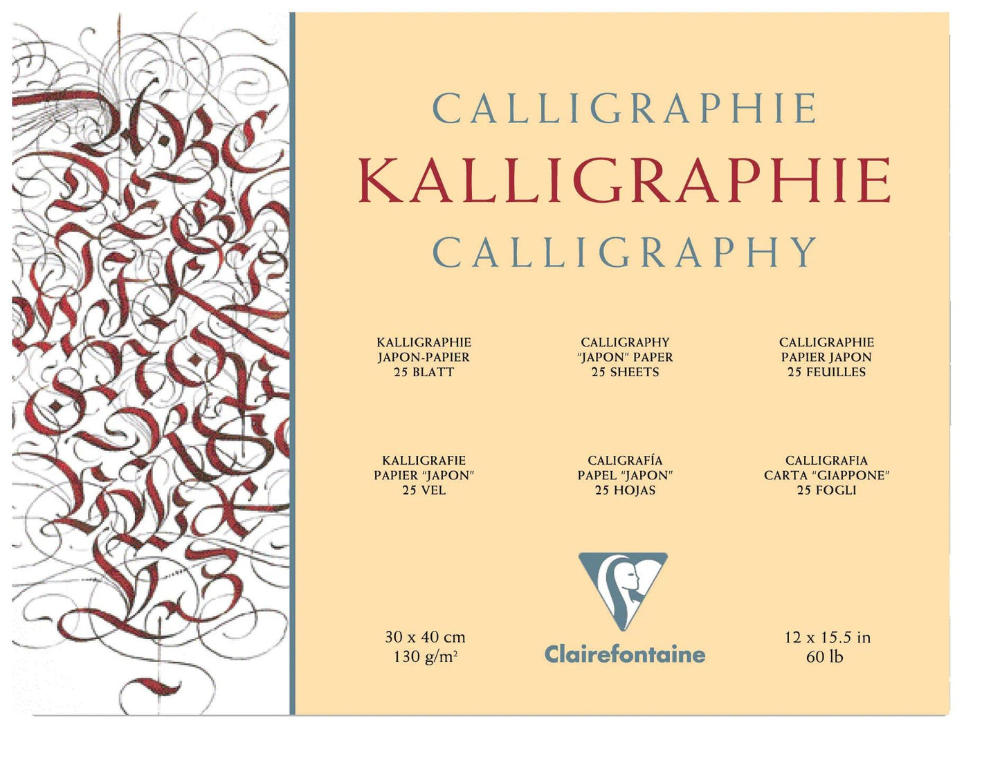 Blocco di calligrafia incollato 25F 30x40cm 130g (Pacchetto x4)